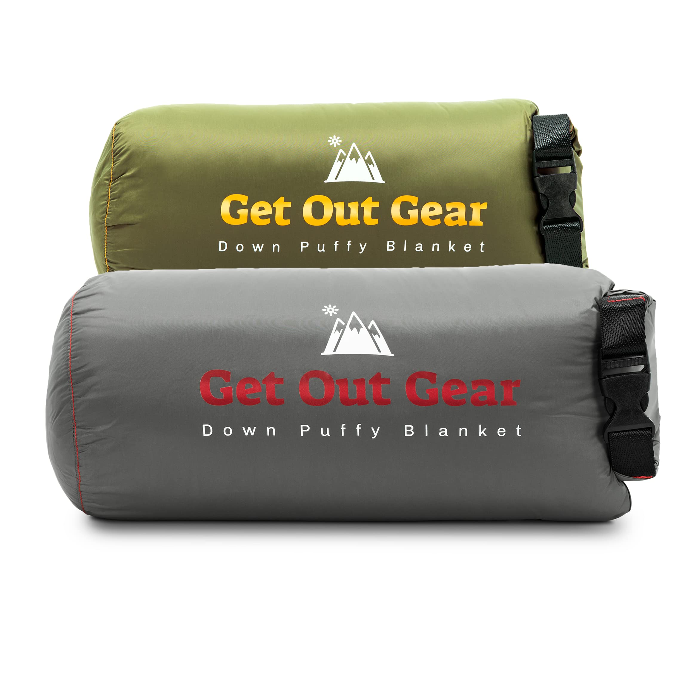 Premium Down Camping Blanket - Olive & Gray Bundle - Ultra Lightweight, Packable & Warm 650 Fill Power Water-Resistant Quilt for Outdoor Adventures, Hiking, Backpacking, Travel & Picnics | Cozy Home Use & Emergency Survival Gear
