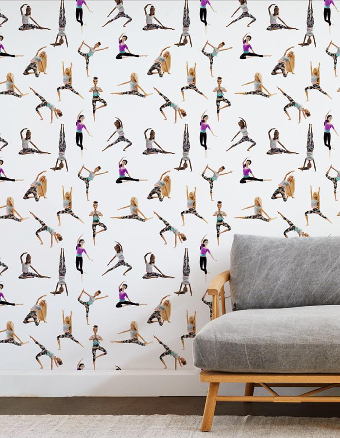 Barbie™ Made to Move™ White Wallpaper - Peel and Stick Removable Wallpaper for Kids Room, Nursery, Playroom Decor