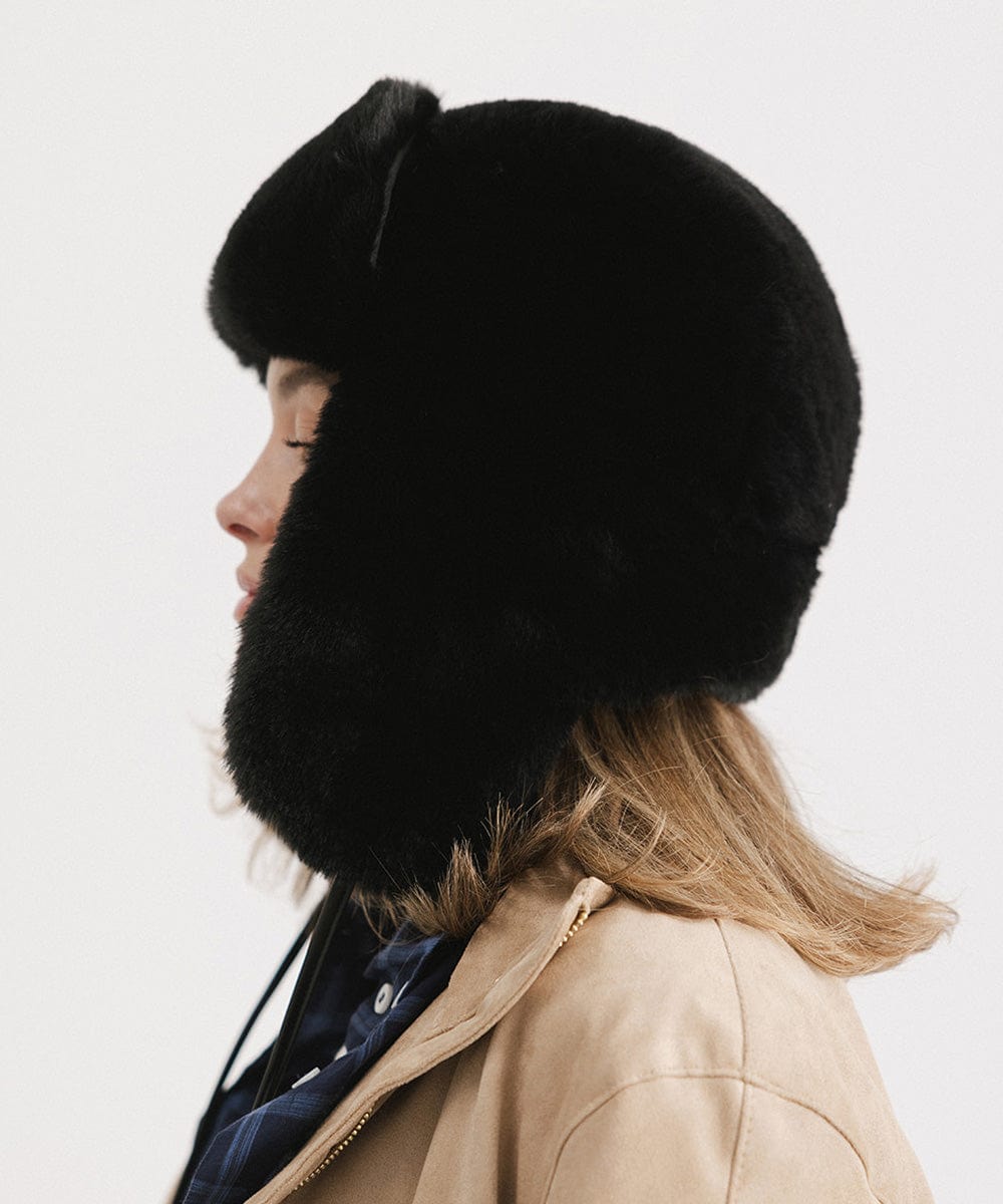 Logan Faux Fur Trapper Hat for Men Women - Winter Warm Fleece Lined Ear Flap Hat - Outdoor Hunting Skiing Snowboarding Hats