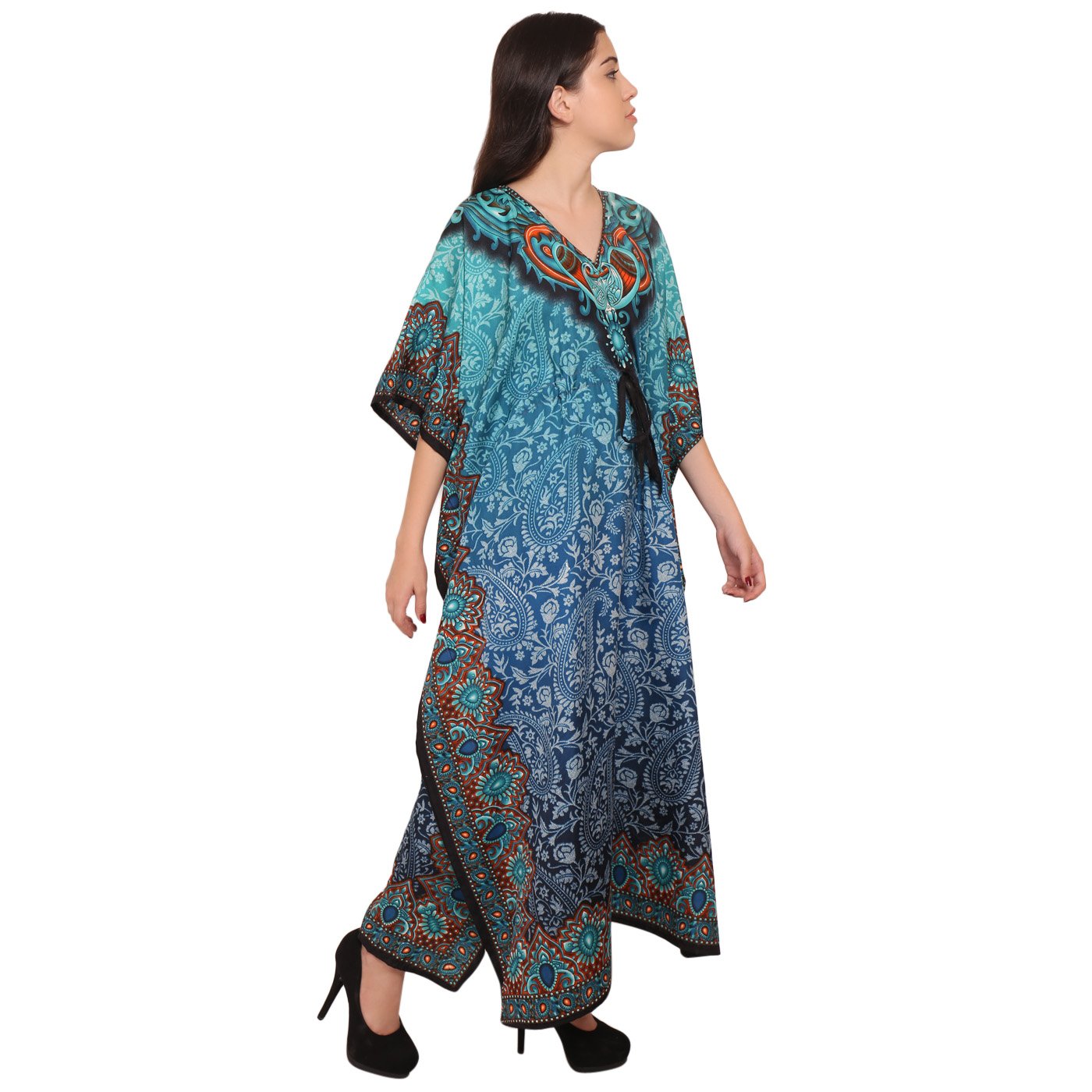 Women's Flowy Kaftan Beach Cover Up - Lightweight Swimwear Bikini Cover-Up Dress for Summer Vacation, Pool Party & Beach Getaway