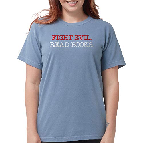 Fight Evil Read Books Women's Comfort Colors T-Shirt - Soft & Stylish Graphic Tee for Book Lovers, Readers & Librarians - Perfect for Casual Wear, Book Clubs & Library Visits