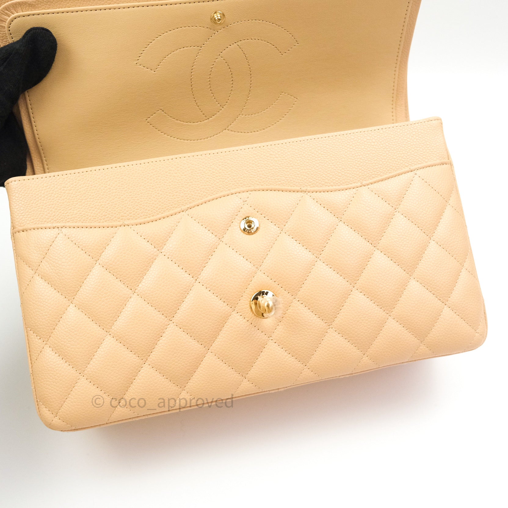 Chanel Classic Jumbo Double Flap Bag Beige Caviar Leather with Gold Hardware - Luxury Designer Handbag for Women, Perfect for Parties & Special Occasions