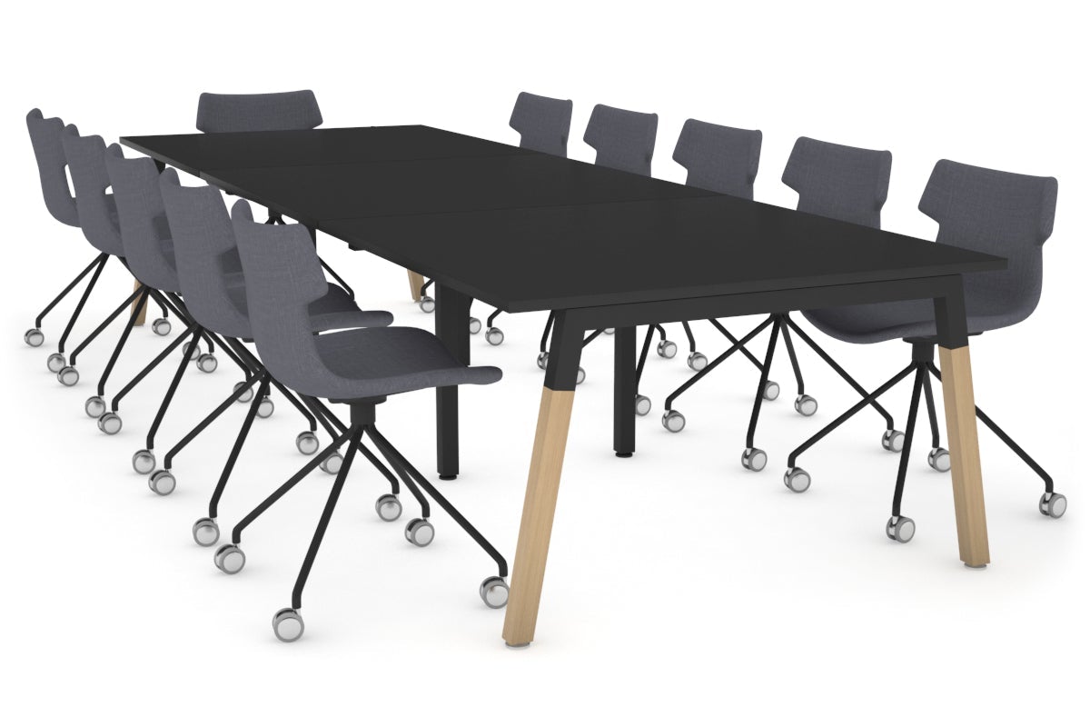Modern Boardroom Table with Quadro A Legs & Wood Cross Beam - 3600L x 1200W - Perfect for Executive Offices & Conference Rooms