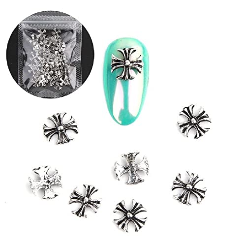 20pcs Punk Style Nail Charms - Cross Nail Art Rivet Accessories, Alloy Texture Fashion Nail Decor for Gothic, Rocker & Edgy Nail Art Designs (PK-14) | Perfect for DIY Nail Art, Halloween Costumes & Alternative Fashion Styles