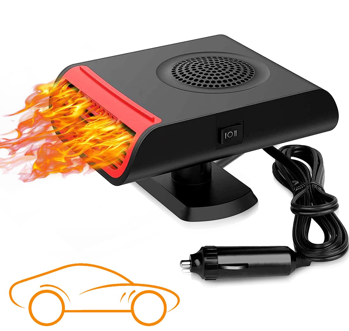 150W 12V Portable Car Heater & Defroster - Fast Heating Mini Heater for Winter, Cigarette Lighter Plug-in Car Warmer - Perfect for Trucks, Vans & Road Trips in Cold Weather
