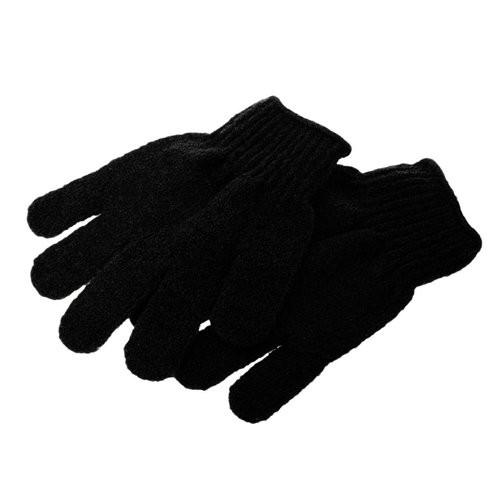 Exfoliating Bath Gloves (1 Pair) - Premium Shower Scrubber for Skin Care & Massage - Deep Cleansing & Dead Skin Removal - Black - Perfect for Spa, Home Use & Gift Giving
