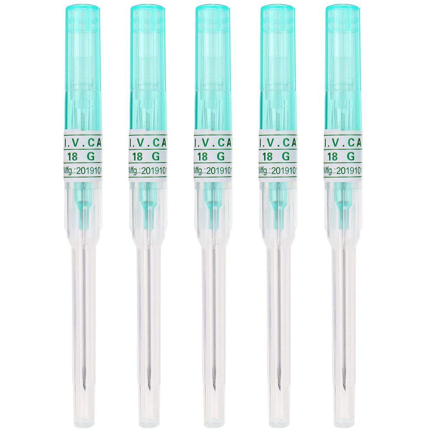18G Catheter Piercing Needles - Box of 50pcs, IV Catheter Needles for IV Start Kit Supplies (Green) | Professional Medical Needles for IV Therapy, Blood Draw & Tattoo Procedures