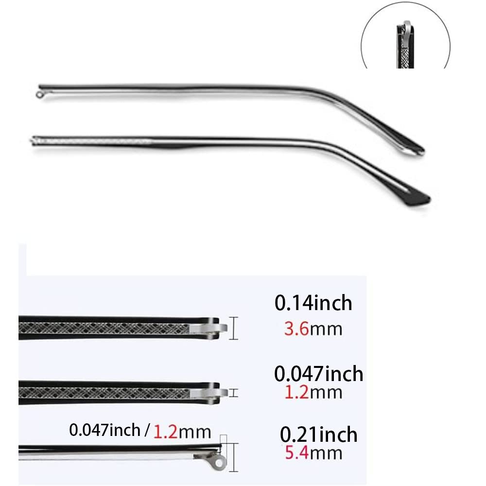 1 Pair Black Metal Glasses Replacement Arms & Temple Legs with Screws, Washers & 3-in-1 Screwdriver - Convex & Single Teeth Design for Eyeglass Repair | Perfect for DIY Fixes at Home or Office