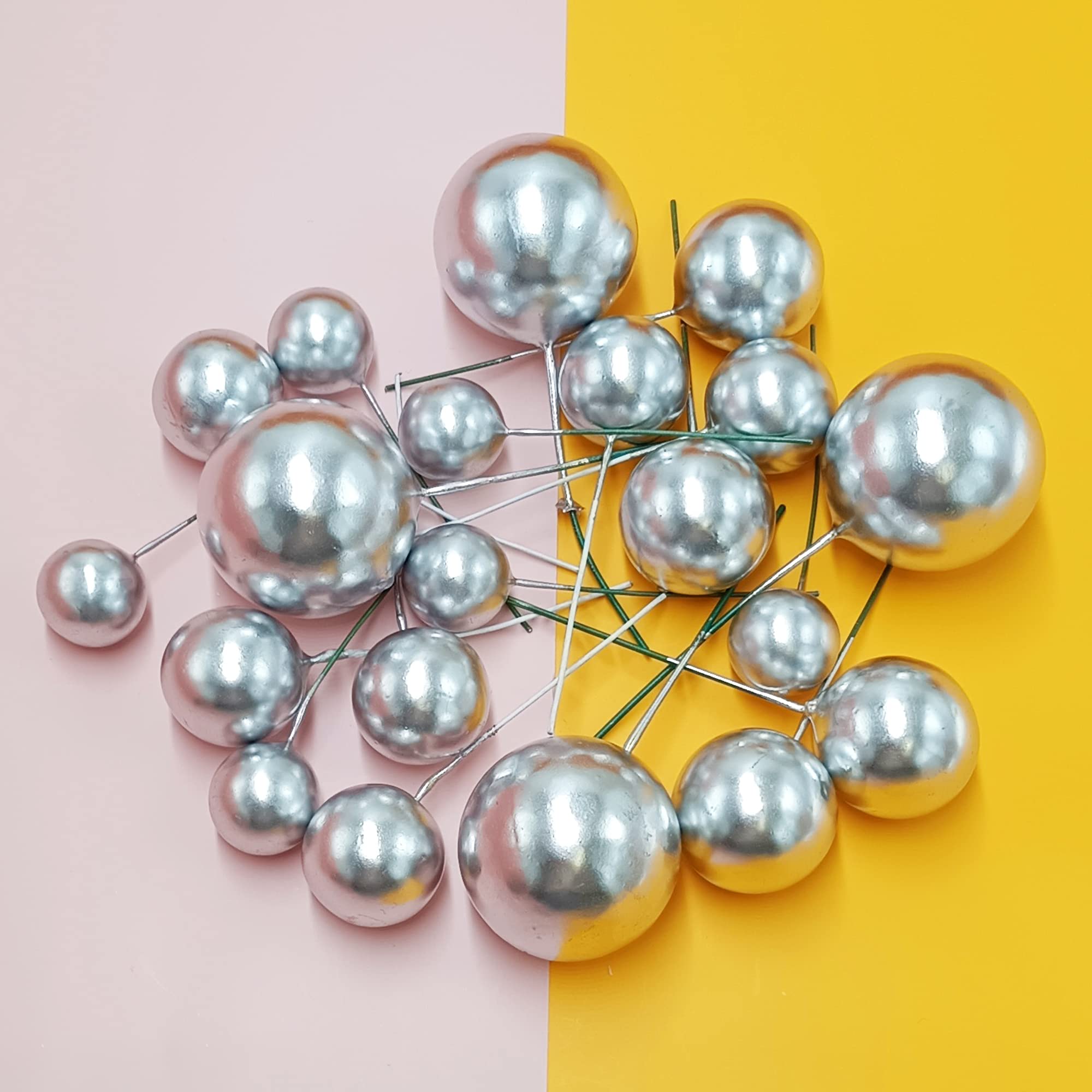 Mini Pearl Ball Cake Toppers - Foam Ball Cupcake Picks for Wedding, Birthday, Baby Shower & Anniversary Party Decorations | Baking Supplies & Cake Decoration Accessories | Perfect for DIY Desserts, Cupcakes, and Special Event Cakes