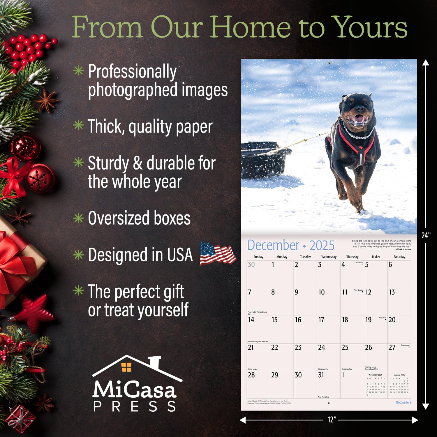 MICASA PRESS - 2025 Rottweiler Wall Calendar | 12