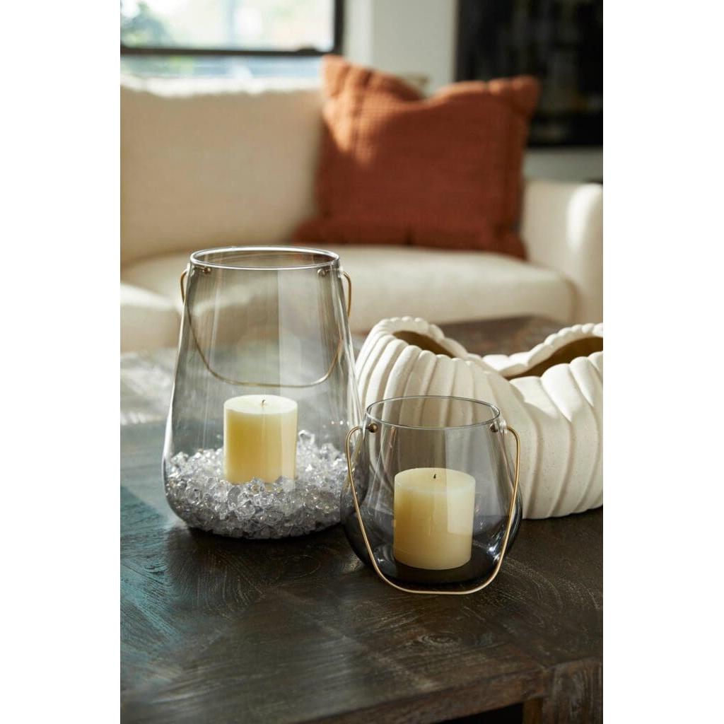 Cyan Design 11767 Smoked Glass Water Drop Hurricane Candle Holder - Tall Elegant Home Decor for Dining Table, Wedding Centerpiece, and Fireplace Mantel