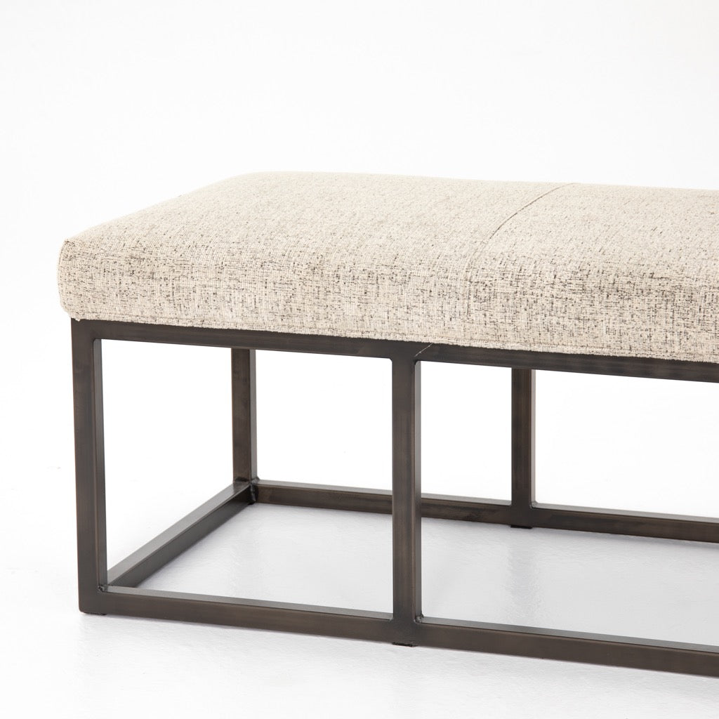 Beaumont Bench with Plushtone Linen Upholstery - Modern Accent Bench for Living Room, Bedroom, or Entryway