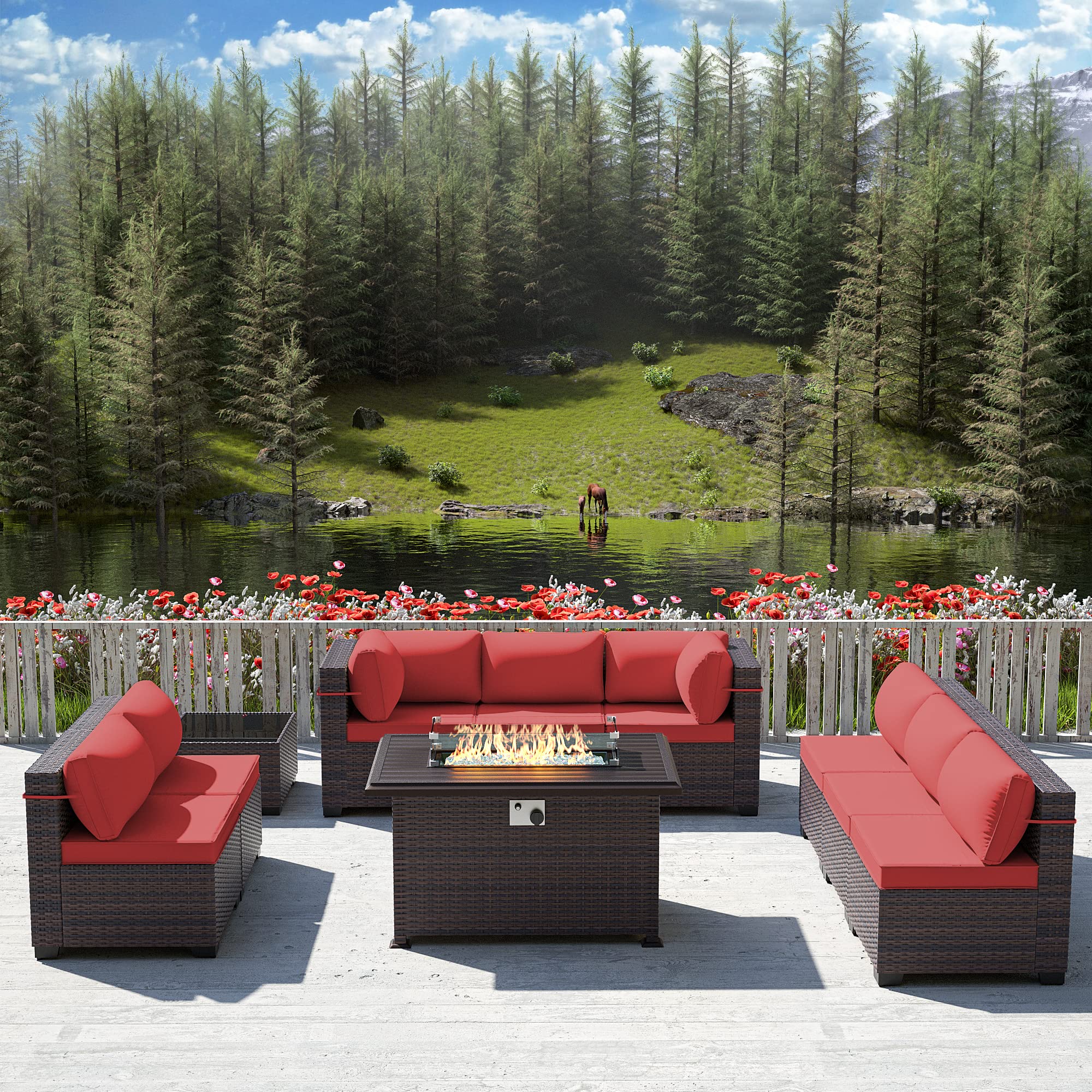 10-Piece Outdoor Patio Furniture Set with 43