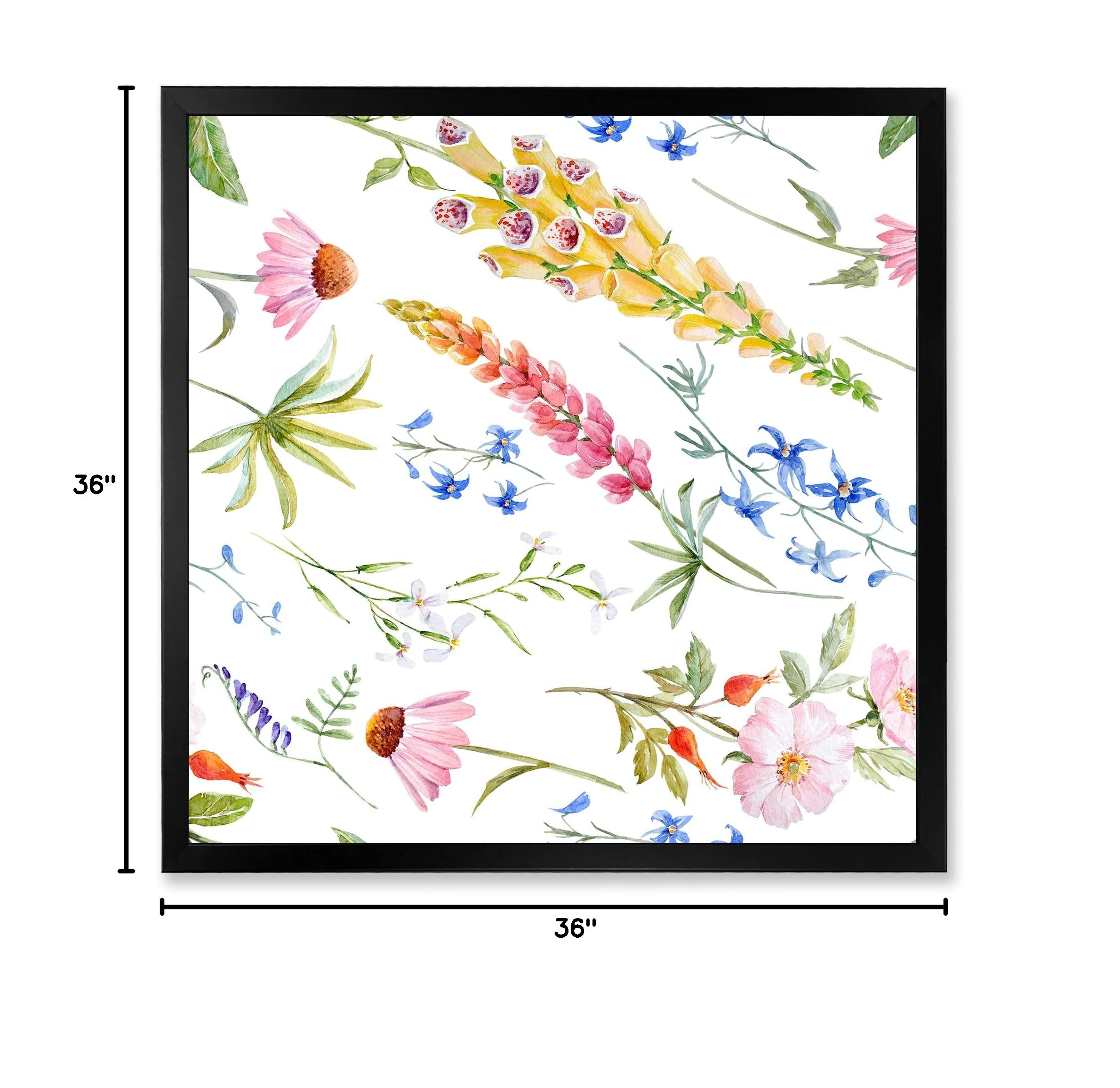 Vibrant Summer Wildflowers Traditional Framed Wall Art - Perfect for Living Room, Bedroom & Office Decor