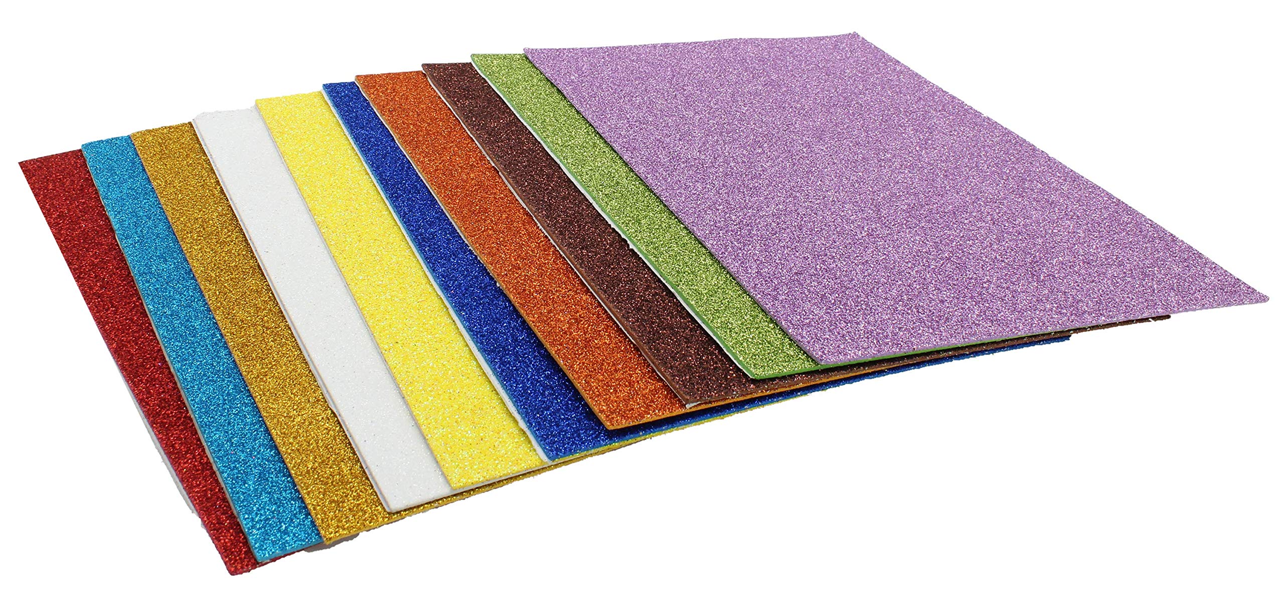 Self-Adhesive Glitter Foam Sheets - 8x12 Inch with Backing Paper - 10 Pack for Kids DIY Crafts, Scrapbooking, School Projects & Home Decor - Multi-Color Foam Stickers for Art Supplies & Creative Activities