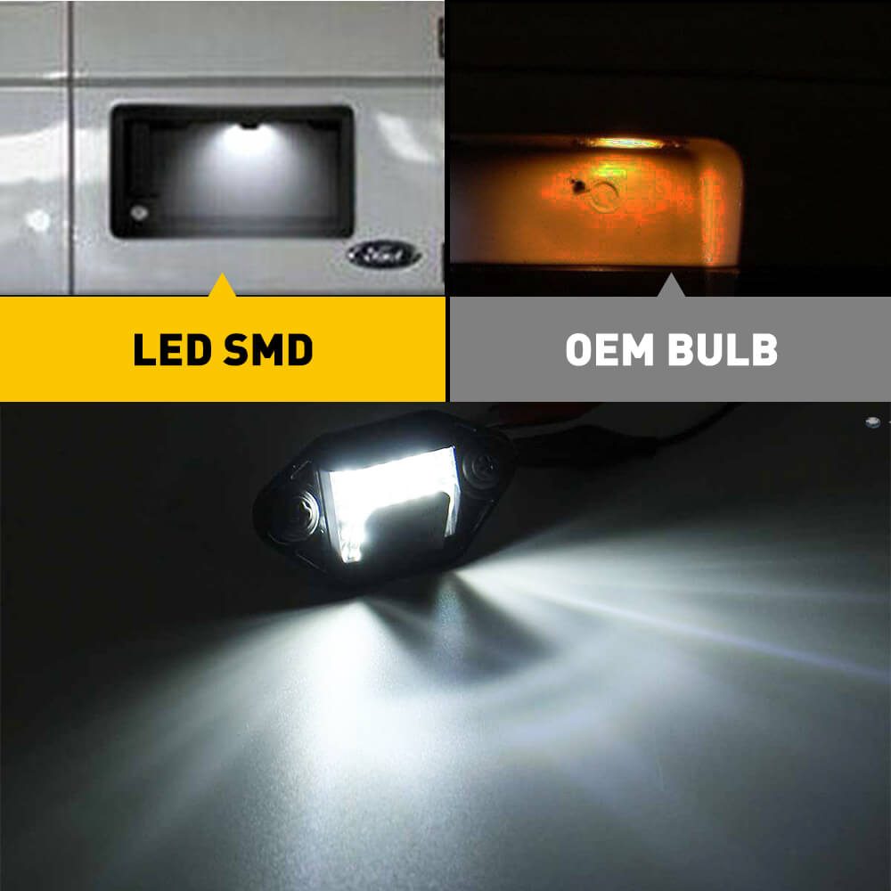 Bright White LED License Plate Light Assembly for 1992-2018 Ford E-Series (E150/E250/E350) & 1996-2007 Ford E450 - Easy Installation, Durable Replacement Bulbs - Perfect for Night Driving & Enhanced Vehicle Visibility
