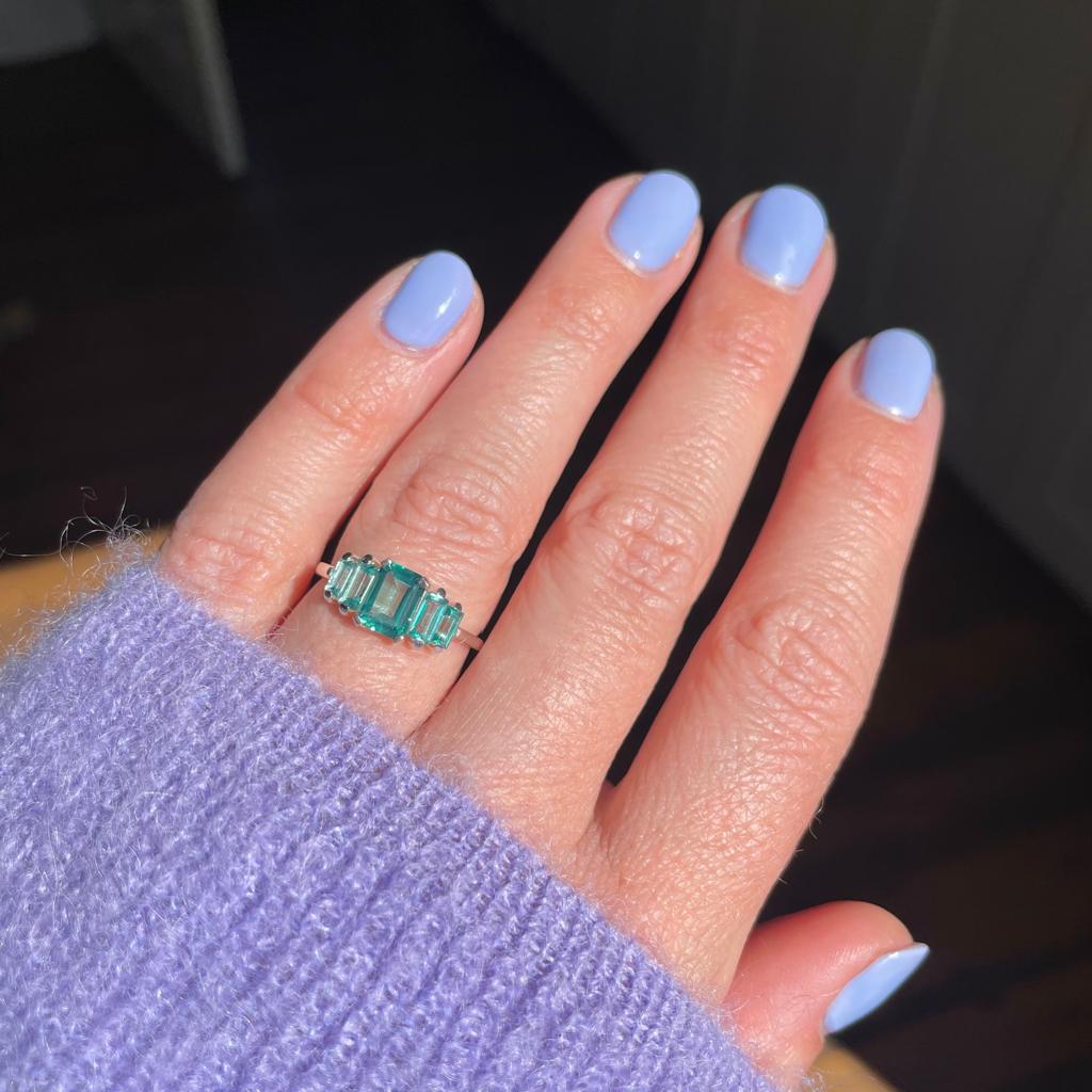 Fern Green Topaz Deco Ring – Vintage Style Art Deco Jewelry for Women – Perfect for Parties, Weddings & Special Occasions