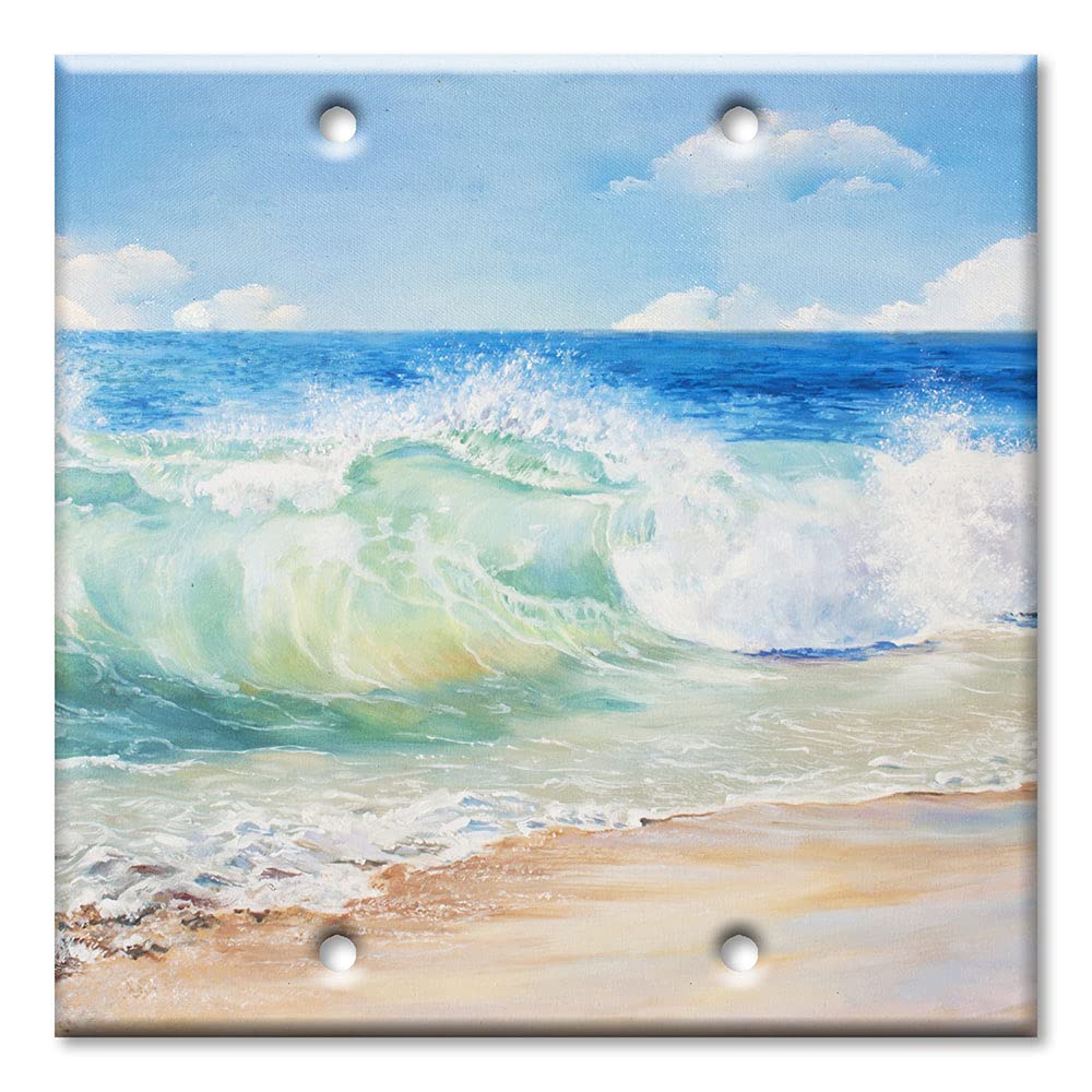 Art Plates - Two Gang Blank Switch Plate Cover - Beach Painting - Handmade in USA - Perfect for Coastal Home Decor & Beach House Renovation