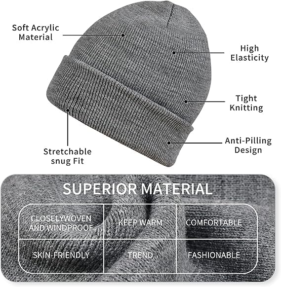 ZOORON Winter Knit Beanies for Men & Women - Warm Cuffed Beanie Hat for Cold Weather - Perfect for Skiing, Snowboarding & Outdoor Activities