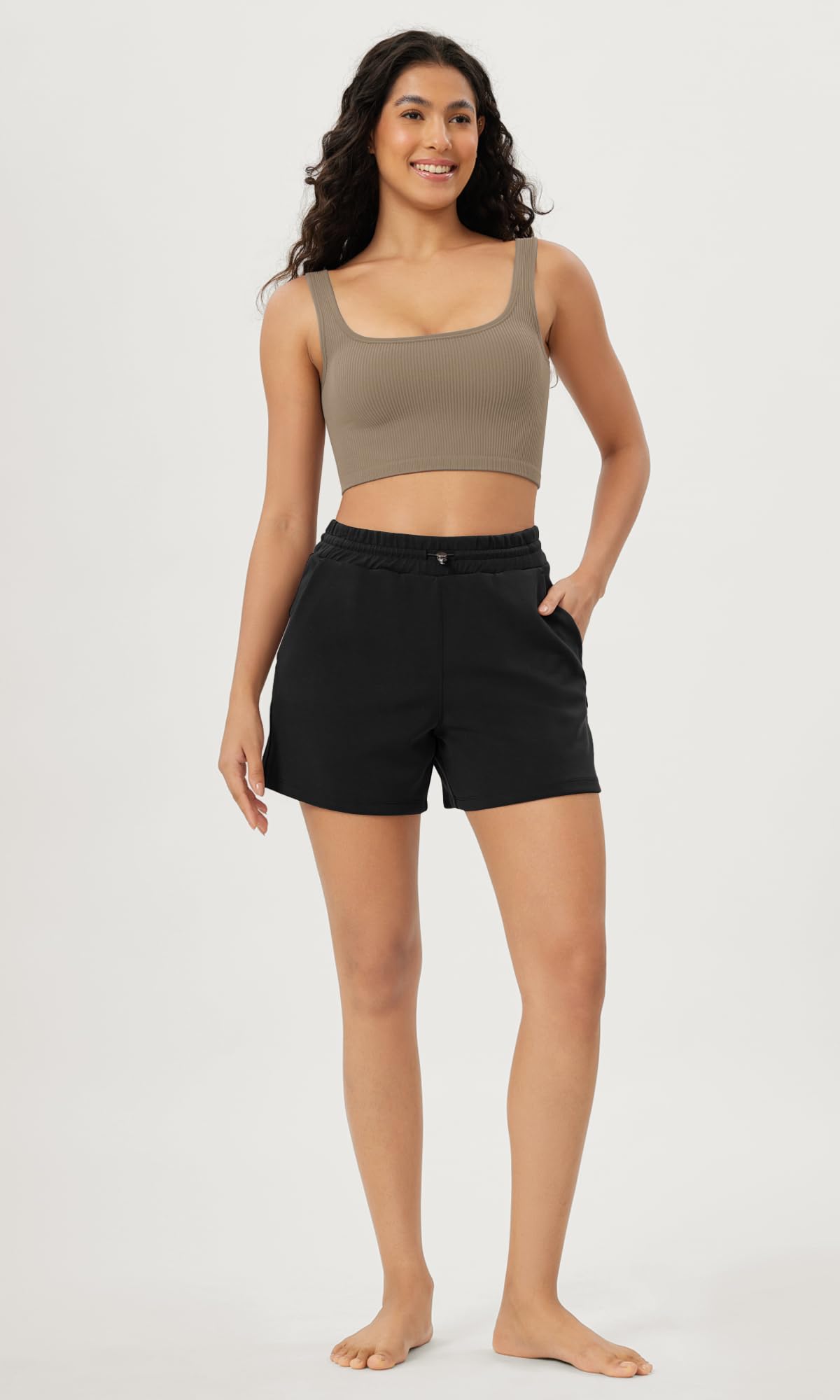 ODODOS 3-Pack Women's Seamless Square Neck Crop Tops - Ribbed Knit Soft Low Back Tank Tops for Yoga, Gym & Summer Outfits