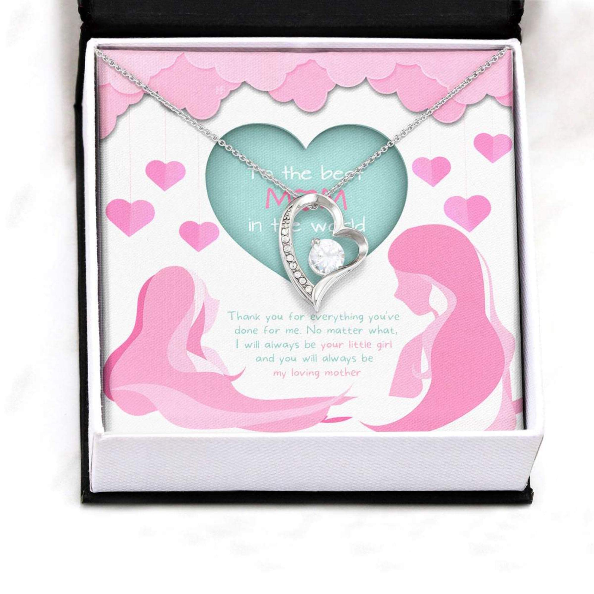Mom Necklace - Best Gift for Mother's Day, Birthday, or Special Occasions | Pink & Green Paper Heart Pendant, Forever Love Jewelry with Gift Box & Card | Perfect for Everyday Wear, Anniversaries, and Heartfelt Surprises
