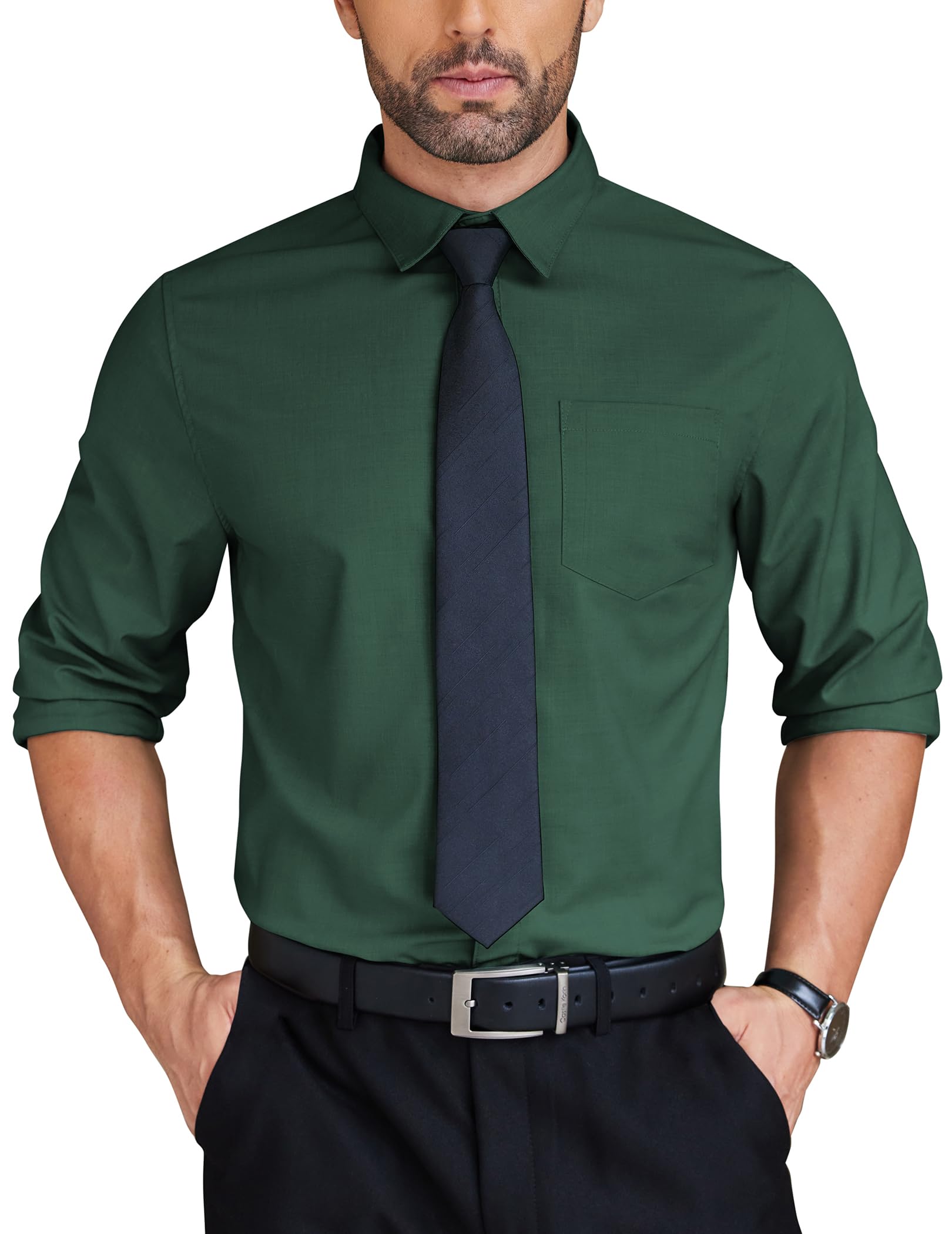 COOFANDY Men's Long Sleeve Dress Shirts - Wrinkle Free Formal Business Button Down Shirt for Office, Wedding & Professional Occasions