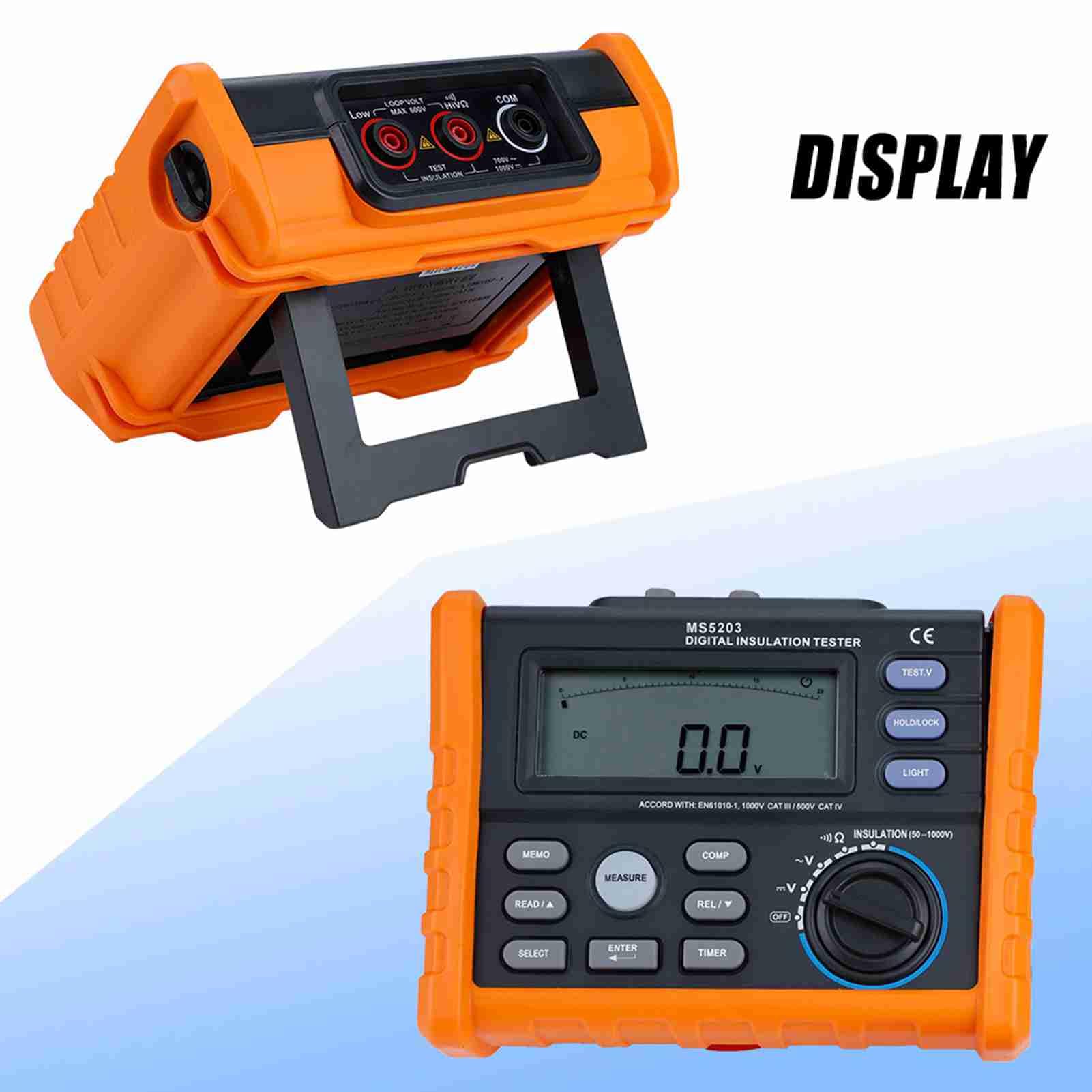 PEAKMETER MS5203 Digital Insulation Tester 50-1000V with Auto PI/DAR Calculation, Backlight Display, AC/DC Voltage & Continuity Testing - Perfect for Electricians, HVAC Technicians & Industrial Maintenance