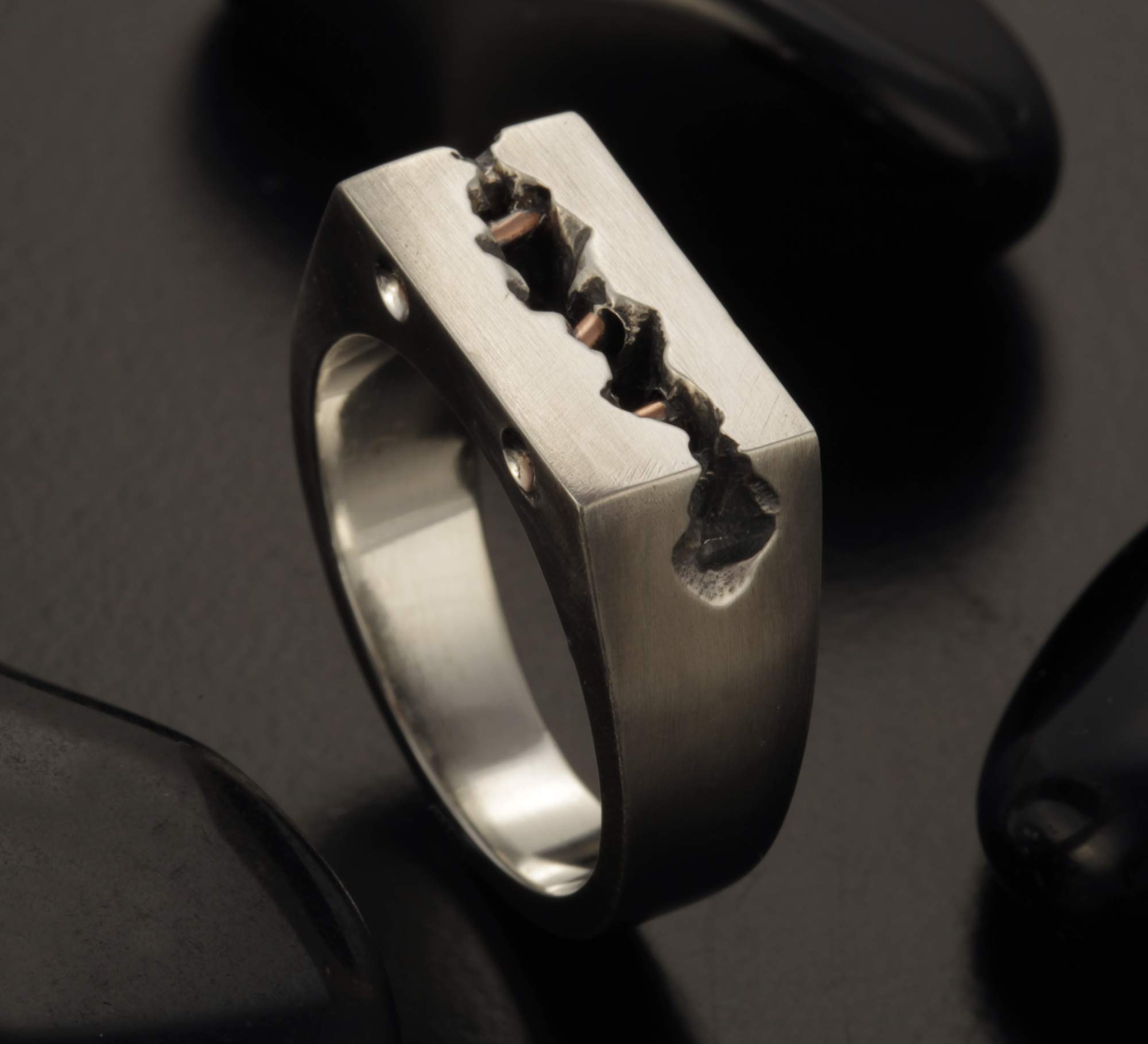 Rustic Men's Wedding Band - 9.5mm Wide Silver Copper Ring for Men (RS-1309) | Durable & Stylish Mens Jewelry Gift for Anniversary, Engagement & Everyday Wear
