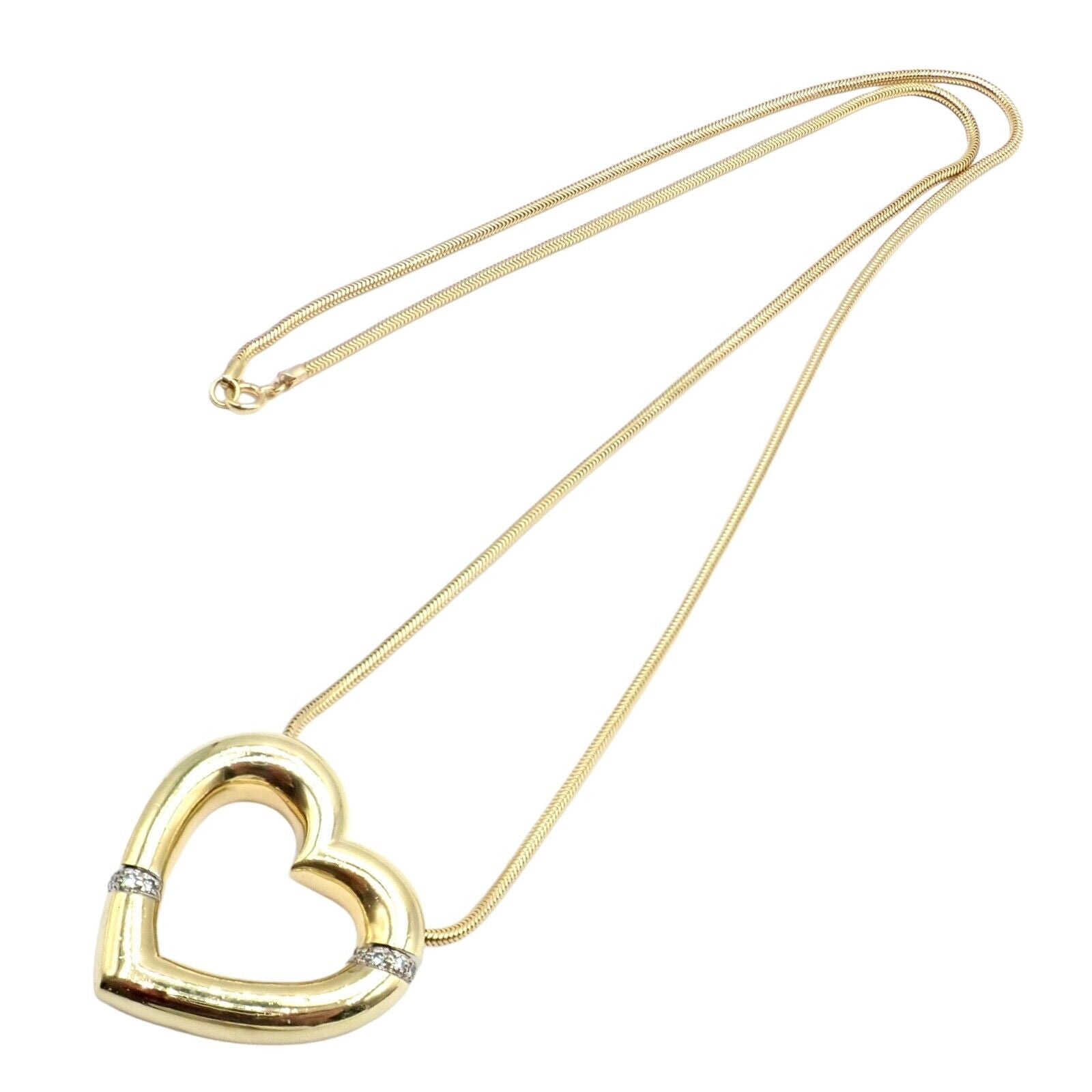 Vintage Tiffany & Co Picasso 18k Yellow Gold Diamond Large Heart Pendant Necklace for Women - Elegant Jewelry Gift for Anniversary, Valentine's Day & Special Occasions