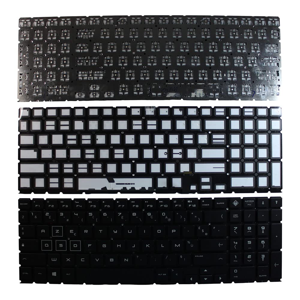 Backlit Black French Layout Replacement Keyboard for HP Omen 15-dc0000ns Laptop - Gaming & Office Use