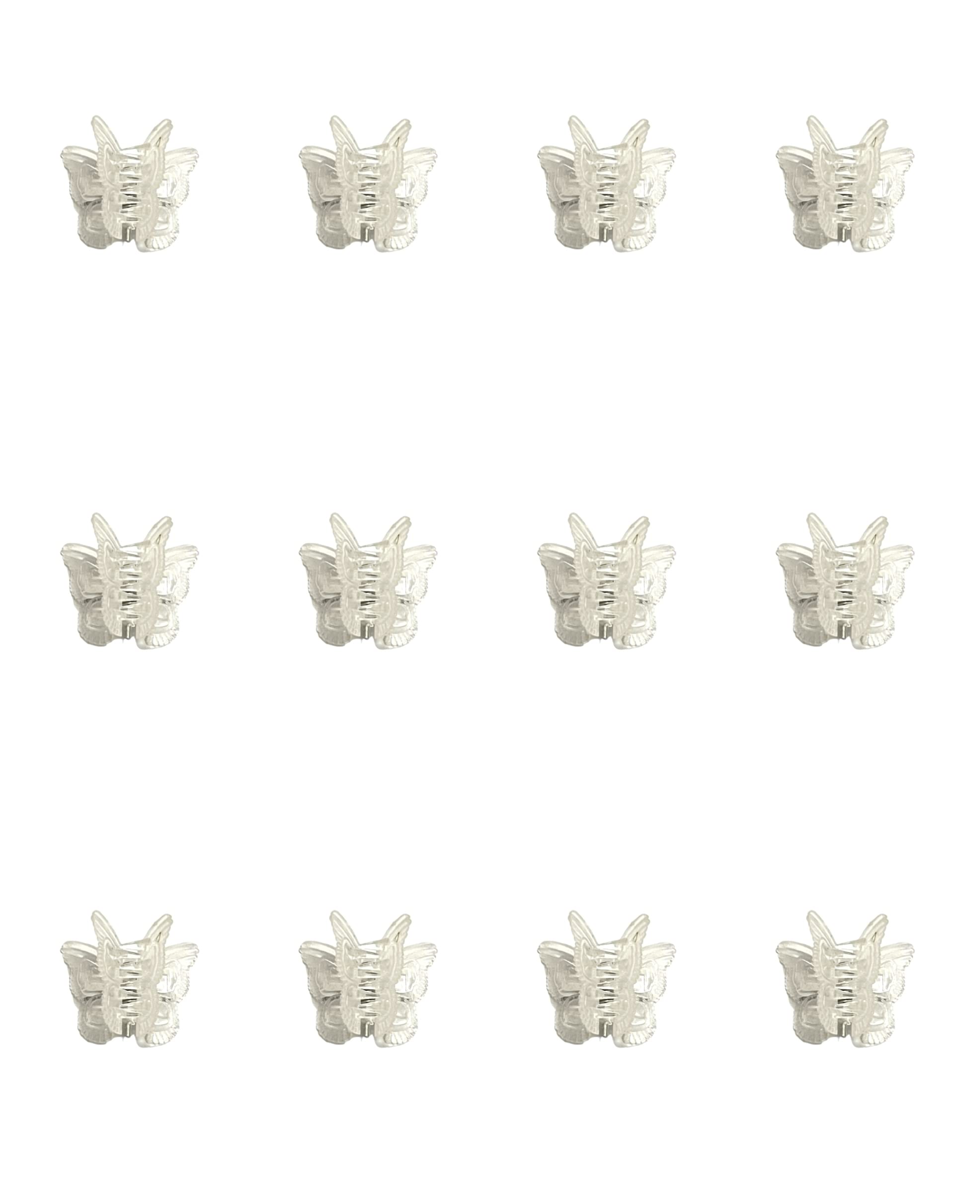 12pcs Small Clear Butterfly Hair Claw Clips for Women & Girls - 1.8CM Plastic Hair Clamps (Transparent) - Perfect for School, Work, Parties & Everyday Hairstyles