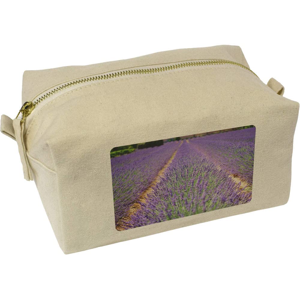 Azeeda 'Lavender' Canvas Wash Bag & Makeup Travel Organizer with Zipper Closure - Perfect for Toiletries, Cosmetics, and Travel Essentials (CS00013796) - Ideal for Vacation, Gym, and Daily Use