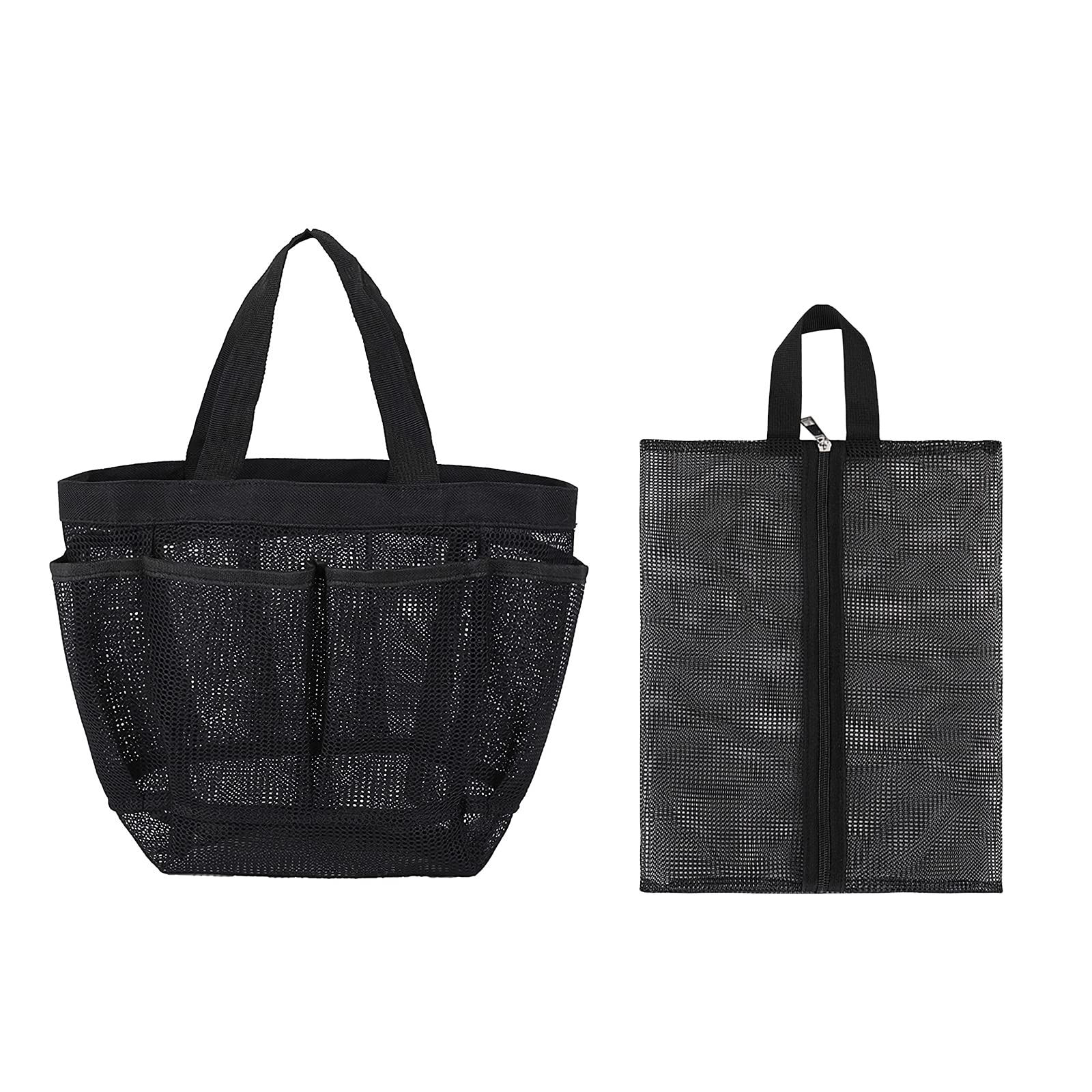 Foldable Mesh Beach Bag with Zipper & Pockets - Waterproof Shower Tote, Portable Makeup Organizer for Pool, Gym, Travel & Outdoor Activities