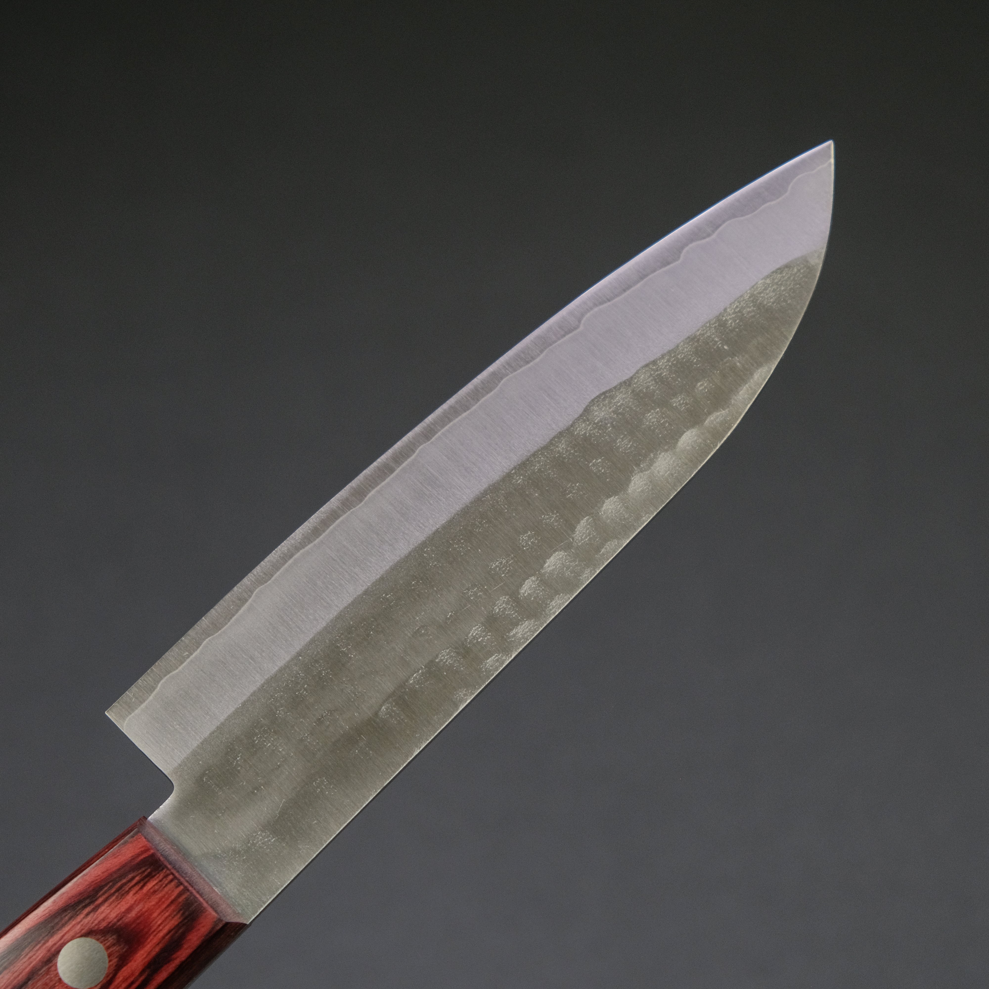 Hitohira NM Small Santoku Knife 130mm with Red Pakka Handle - No Bolster - Japanese Kitchen Knife for Precise Slicing, Dicing & Chopping - Perfect for Home Chefs & Professional Cooks