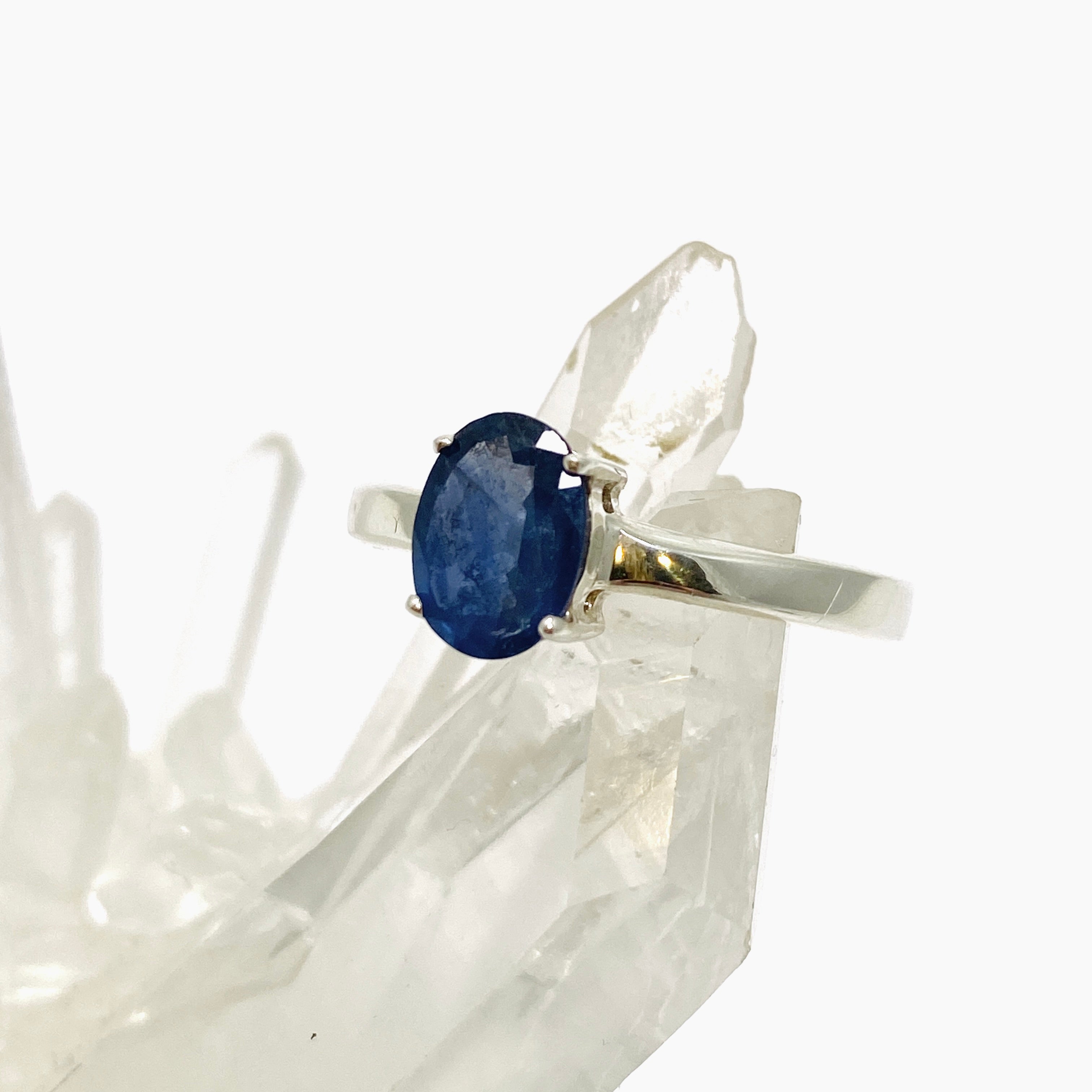 PRGJ813 Oval Sapphire Faceted Ring - Size 8 | Elegant Wedding, Engagement & Anniversary Jewelry Gift for Women