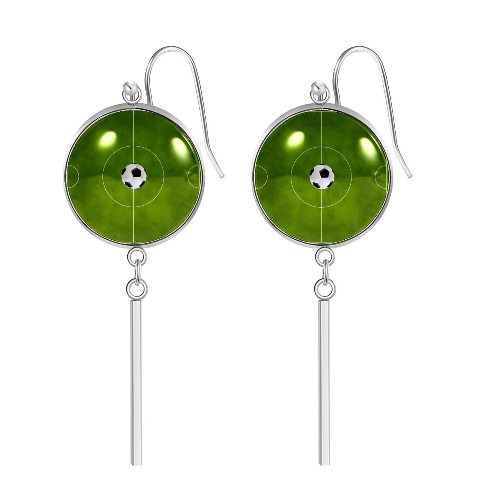 Rainbow Print Stainless Steel Dangle Earrings for Women & Girls | Hanging Hoop Earrings with Vertical Bar & Round Glass | Fashion Jewelry Gift for Birthday, Party & Everyday Wear