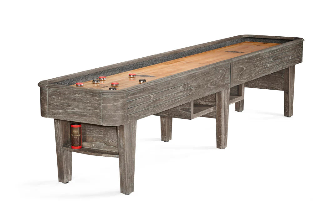 Brunswick Andover II 14-Foot Shuffleboard Table with Driftwood Finish - Premium Indoor Game Table for Home, Bar, or Game Room Entertainment