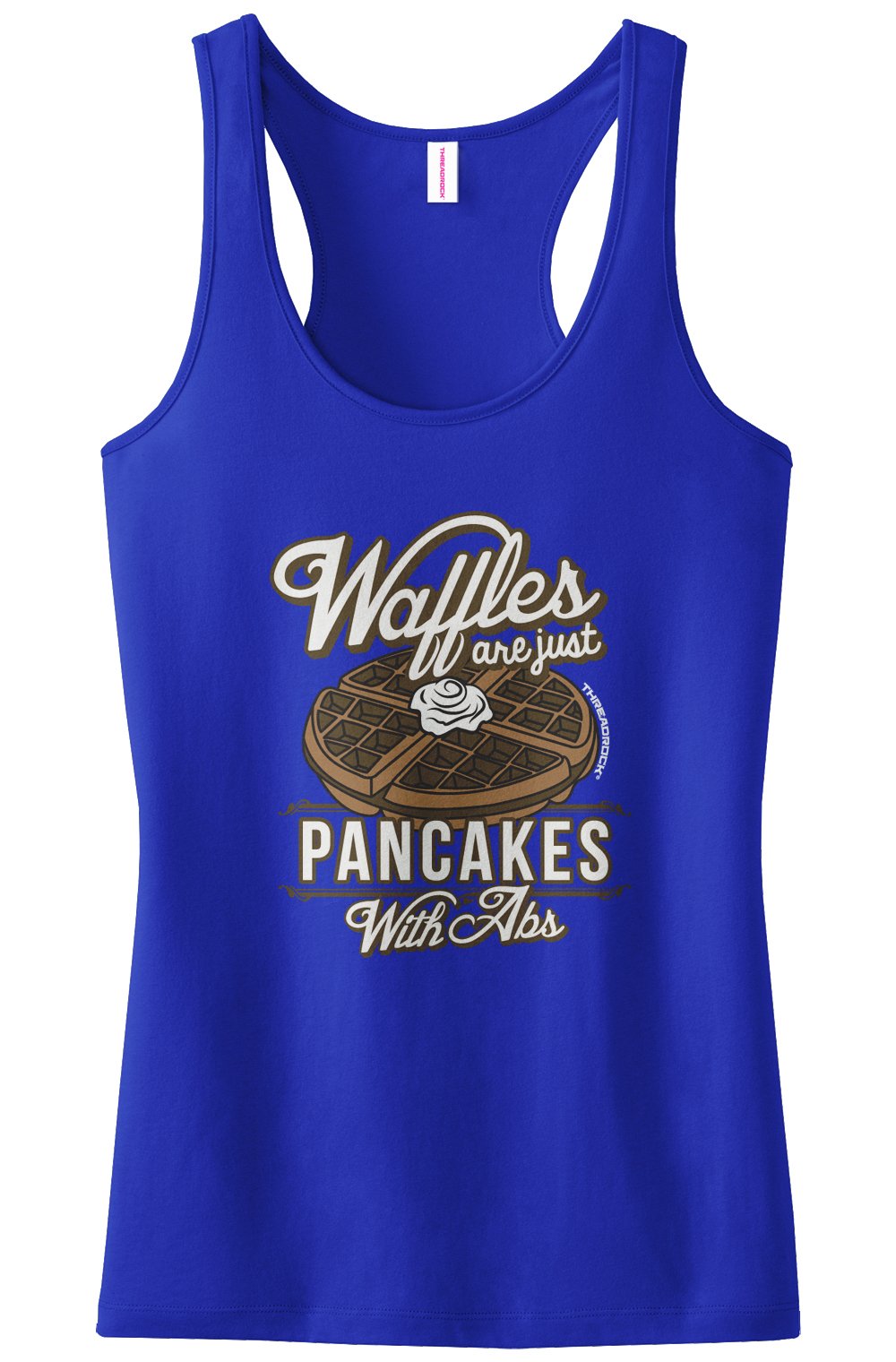 Threadrock Women's Waffle Print Racerback Tank Top - Funny Gym Workout Shirt for Women, Perfect for Running, Yoga & Fitness Training