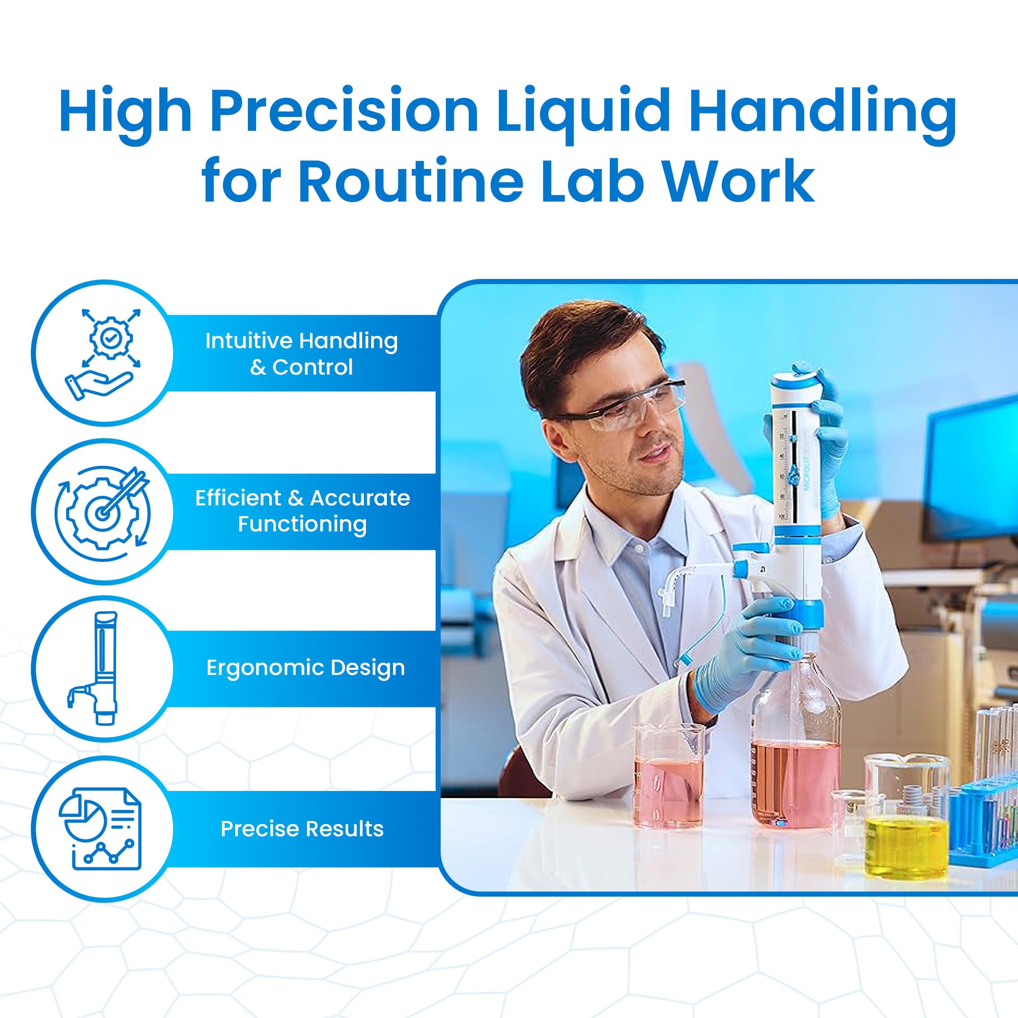 Premium 30ml Bottle Top Dispenser for Laboratory Use - Accurate & Easy-to-Use Liquid Dispenser with High Chemical Compatibility & Auto-Calibration | Ideal for Precise Reagent Measurement in Chemistry Labs, Pharmaceutical Research & Industrial Applications