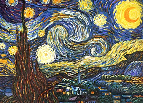 Handmade Vincent van Gogh Starry Night Oil Painting on Canvas - Wall Art for Home Office Decor | Perfect for Living Room, Bedroom & Study Room