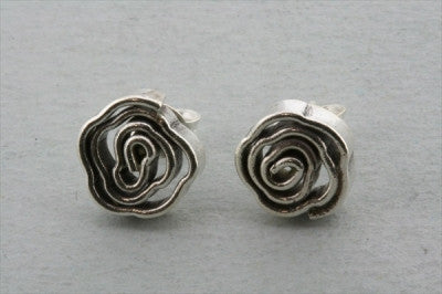 Coiled Rose Earrings in Pure Silver - Elegant Handmade Jewelry for Women, Perfect for Weddings, Parties & Special Occasions