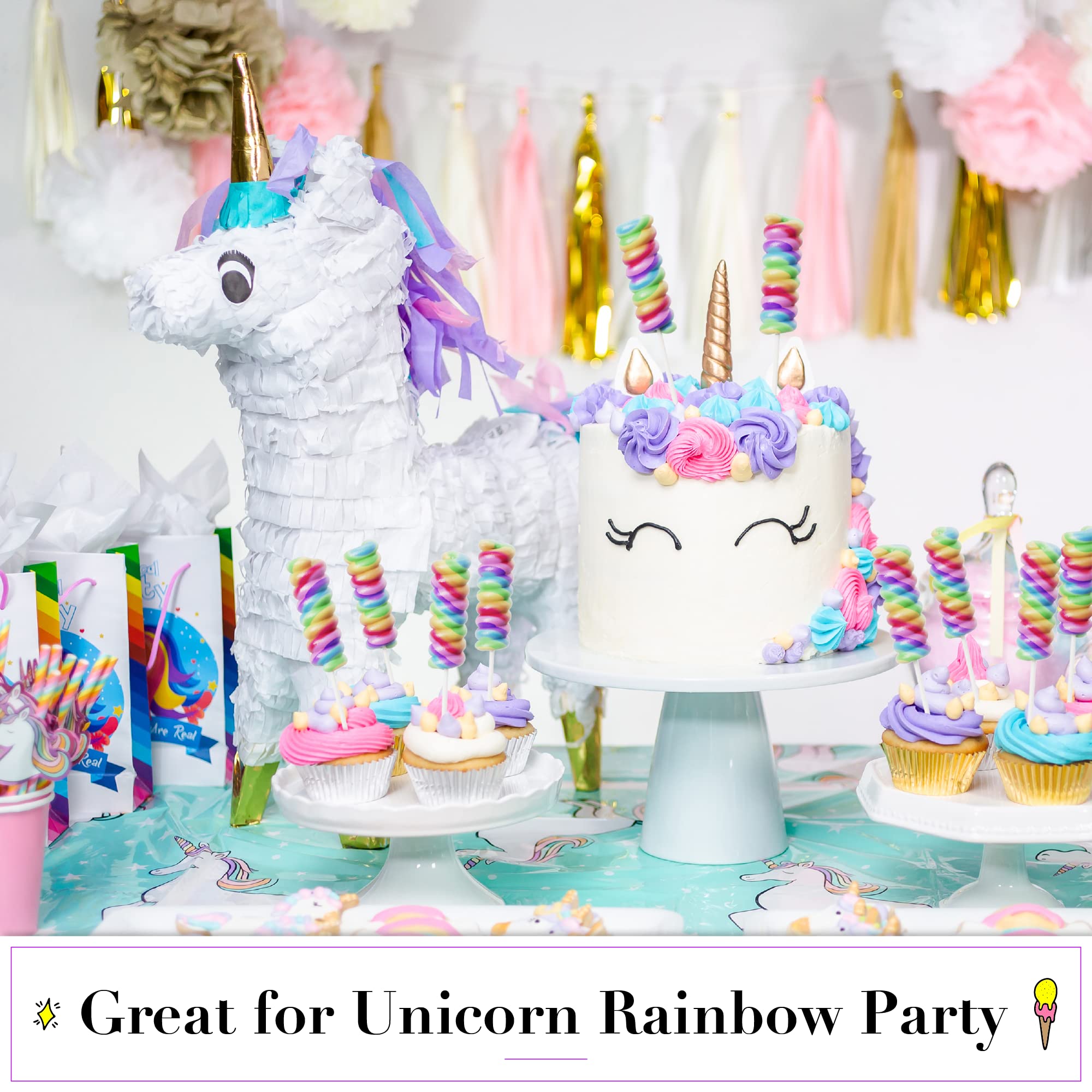 Unicorn Lollipops Individually Wrapped (20 Pack) - Rainbow Colored Candy for Unicorn Birthday Party Favors, Goodie Bags & Decorations - Perfect for Kids Birthday Parties, Baby Showers & Themed Events