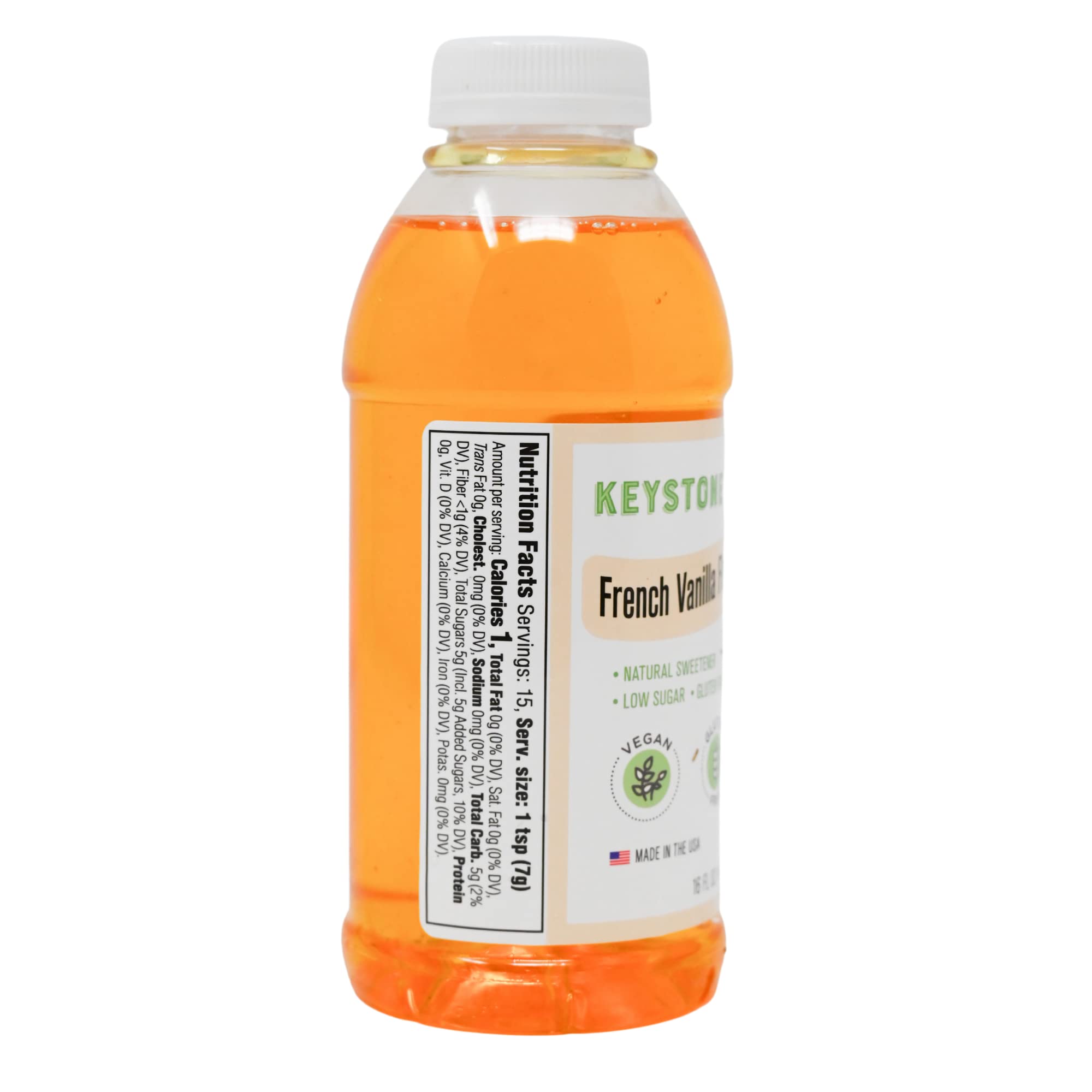 Keystone Pantry French Vanilla Flavored Syrup - 1 Pint Bottle | Natural Sweetener, Low Sugar, Gluten-Free, Vegan, Non-GMO, Kosher Parve | Perfect for Coffee, Tea, Baking & Desserts