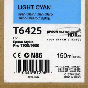 Epson T642500 Ultrachrome HDR Ink Cartridge 150ml Light Cyan for Epson 7900/7890/9890/9900 Printers - Perfect for Professional Photo Printing and Fine Art Reproduction