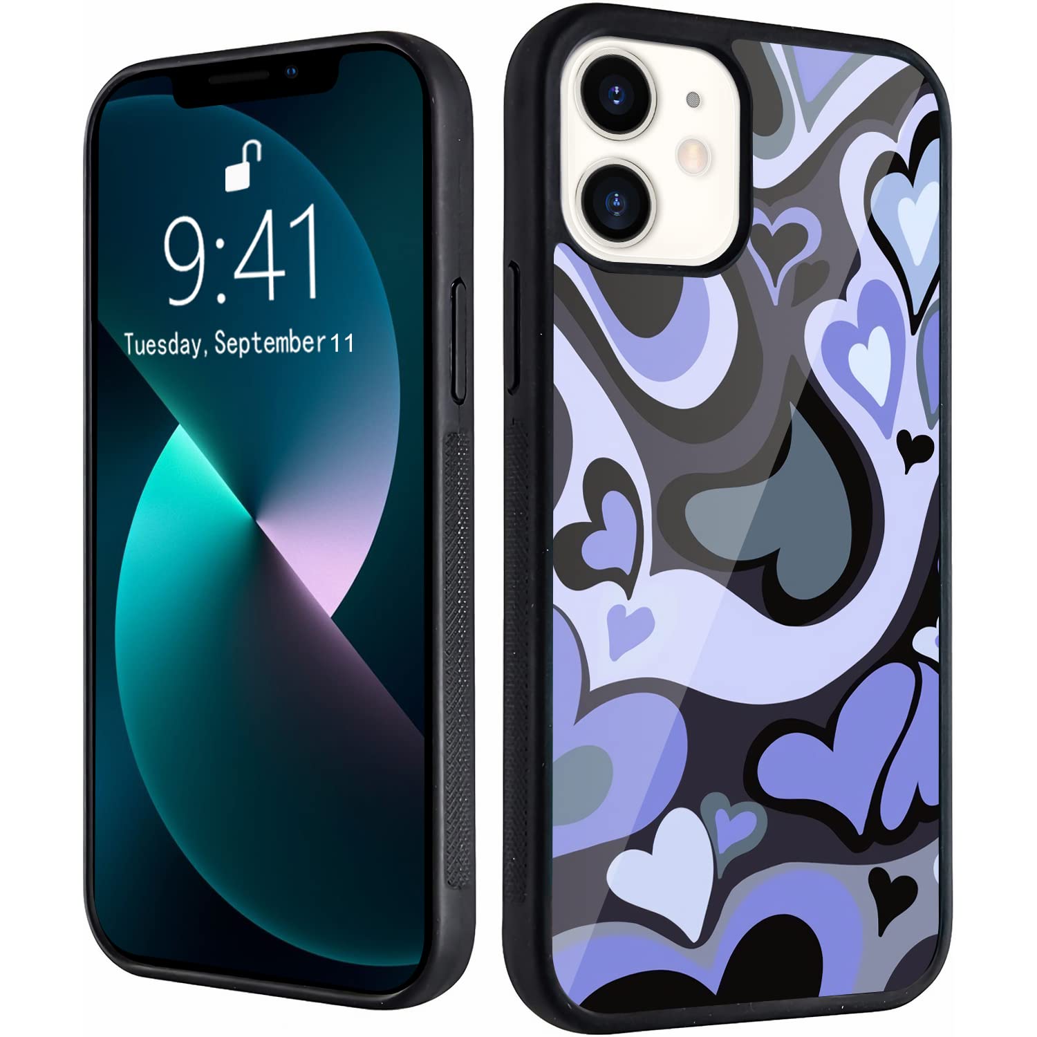 Abstract Blue Heart Art Shockproof Protective Phone Case for iPhone 7/8/SE - Cute Girly Design, Durable Drop Protection | Perfect Gift for Women, Teens & Valentine's Day (Compatible with iPhone 7/8/SE 2020 Models)