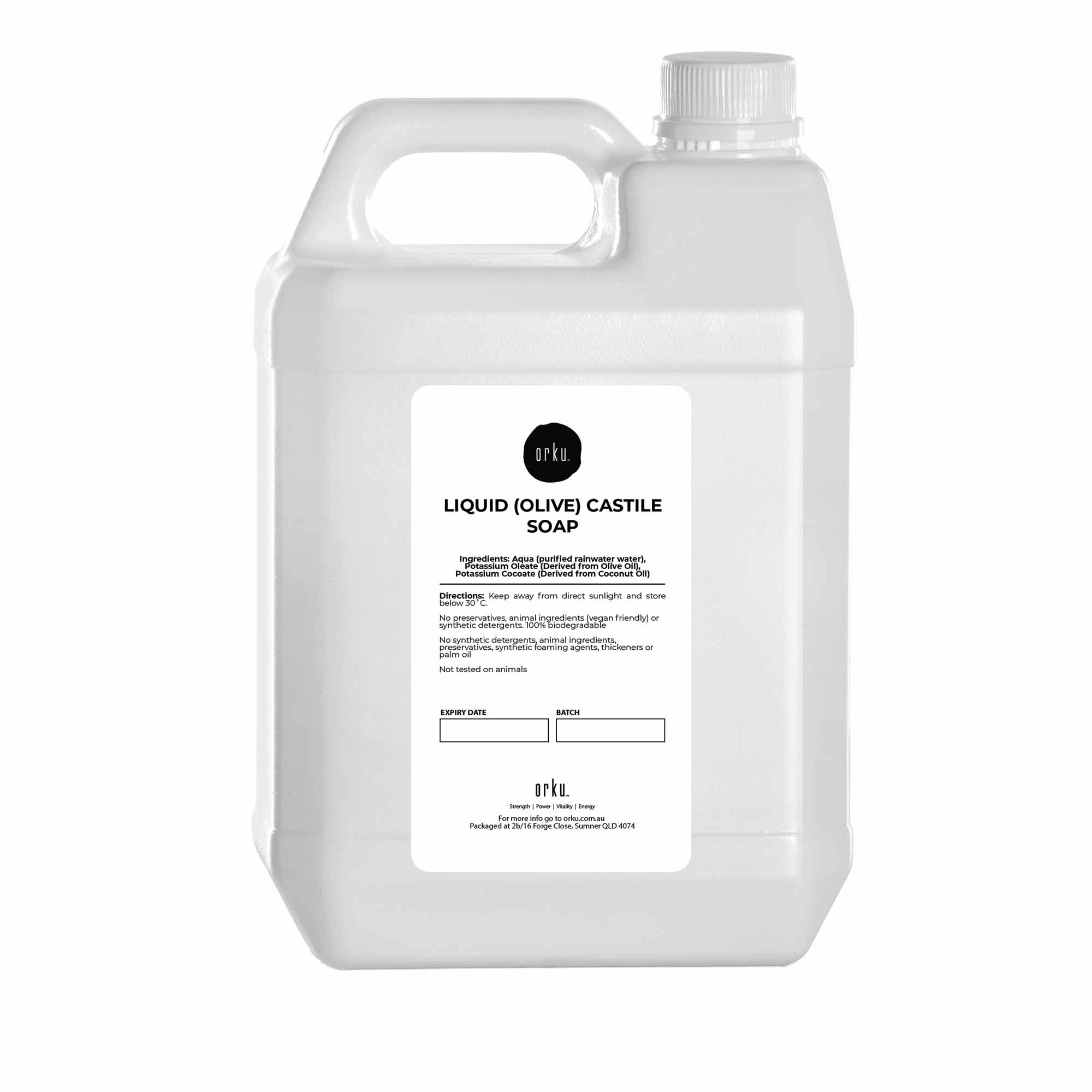 5L Pure Unscented Natural Liquid Castile Soap - Olive Oil Based High Concentrate for Body Wash, Baby Care & Household Cleaning