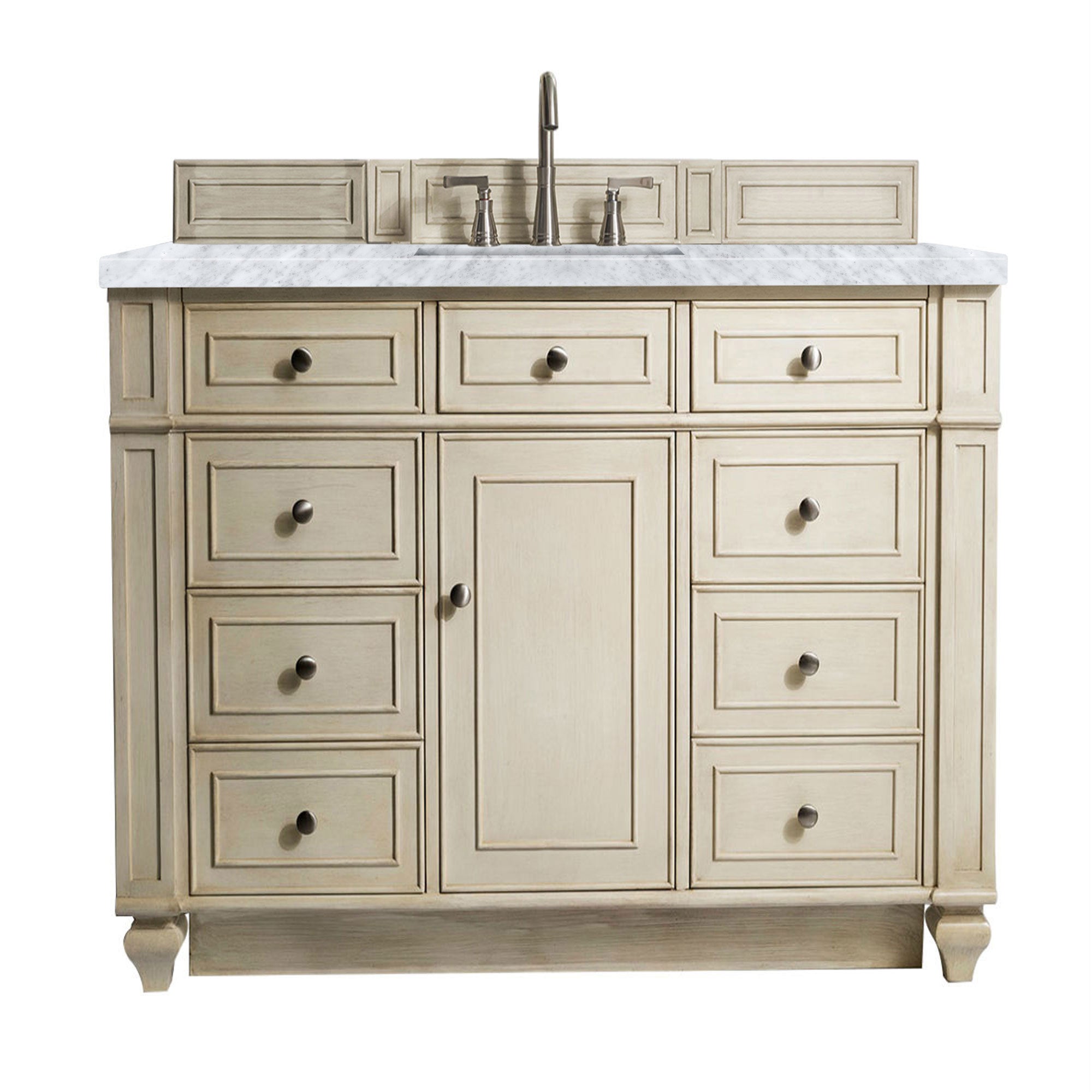 Bristol 48 Inch Single Bathroom Vanity with 3CM Carrara Marble Top in Vintage Vanilla - Perfect for Modern Farmhouse, Coastal, or Traditional Bathroom Designs