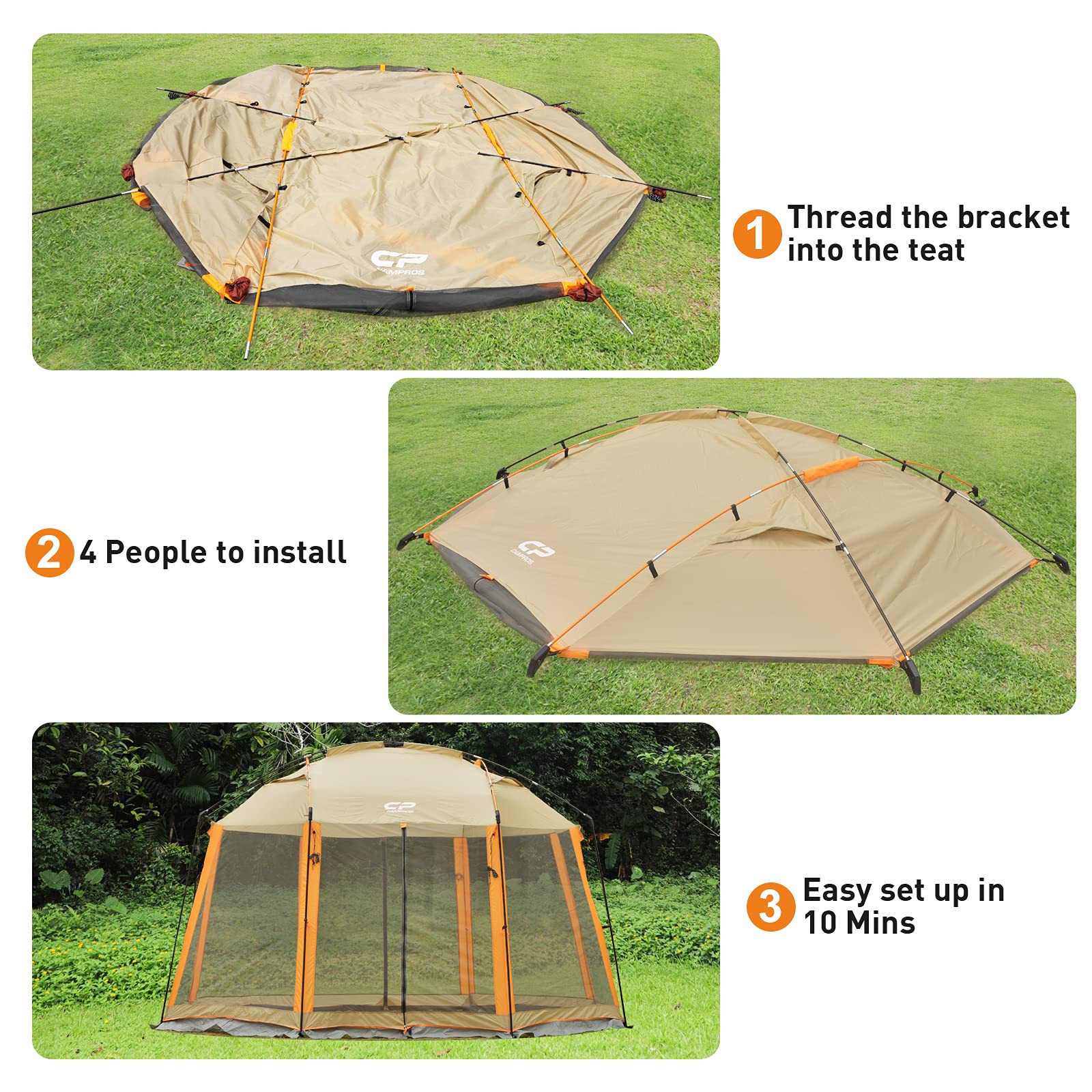 Campros CP 13x13 Ft Screen House Tent - Mesh Net Wall Canopy Shelter for Camping, Patios & Outdoor Activities | Perfect for Backyard BBQs, Picnics & Bug-Free Relaxation