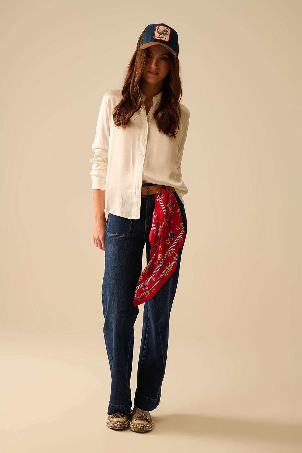 Dark Wash Wide Leg Jeans with Pockets - Comfortable Denim Pants for Women, Perfect for Casual Wear & Everyday Outfits