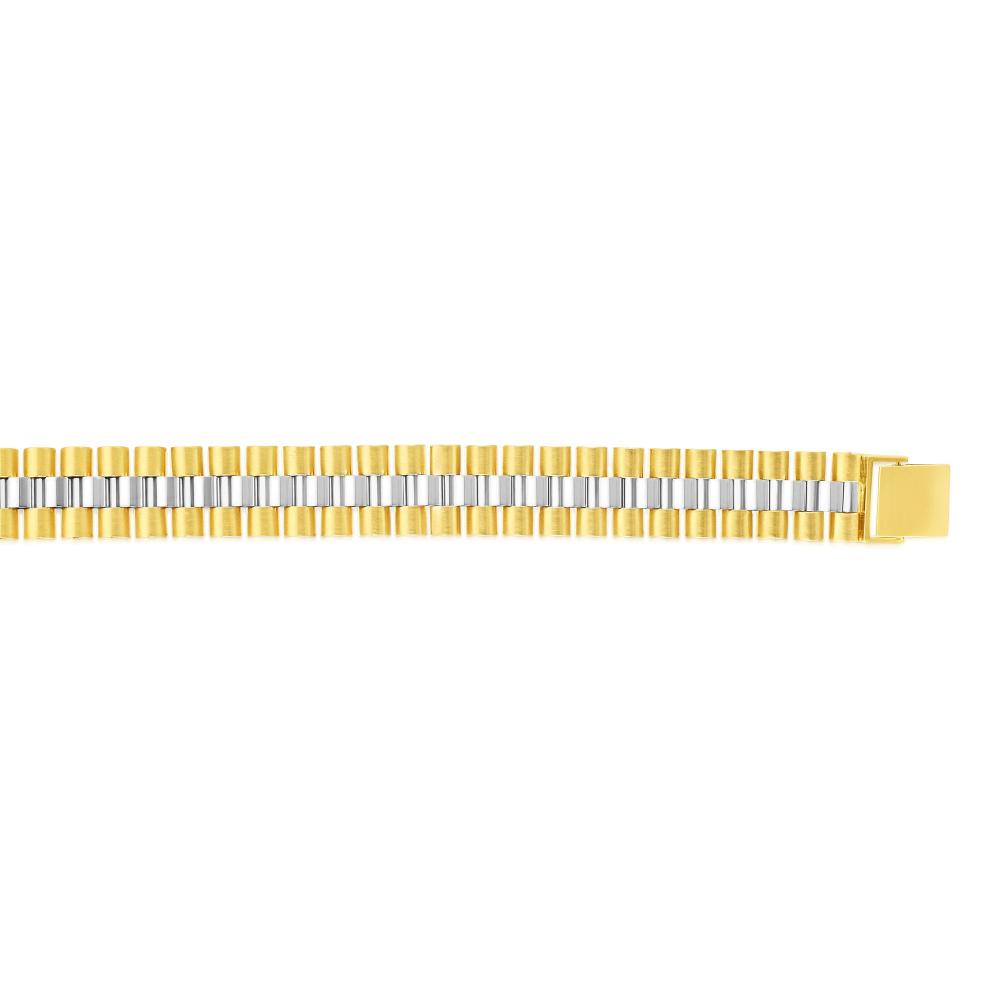 14K Gold 12.3mm Railroad Link Bracelet for Women - Elegant Chain Bracelet Jewelry Gift for Birthday, Anniversary & Special Occasions